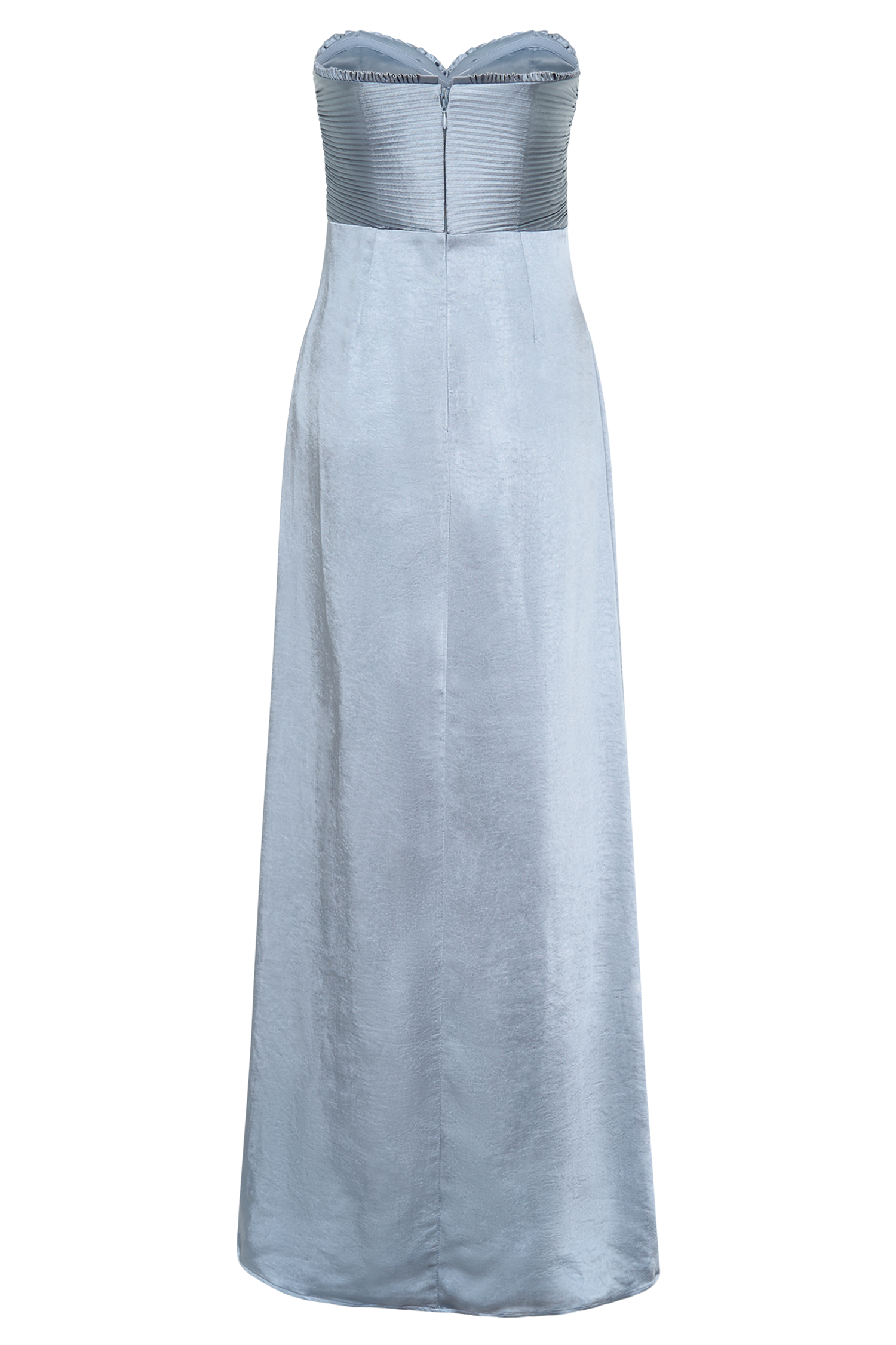 Larissa Satin Maxi Dress With Ruched Petals - Frosted Blue、mySite、solidvoid