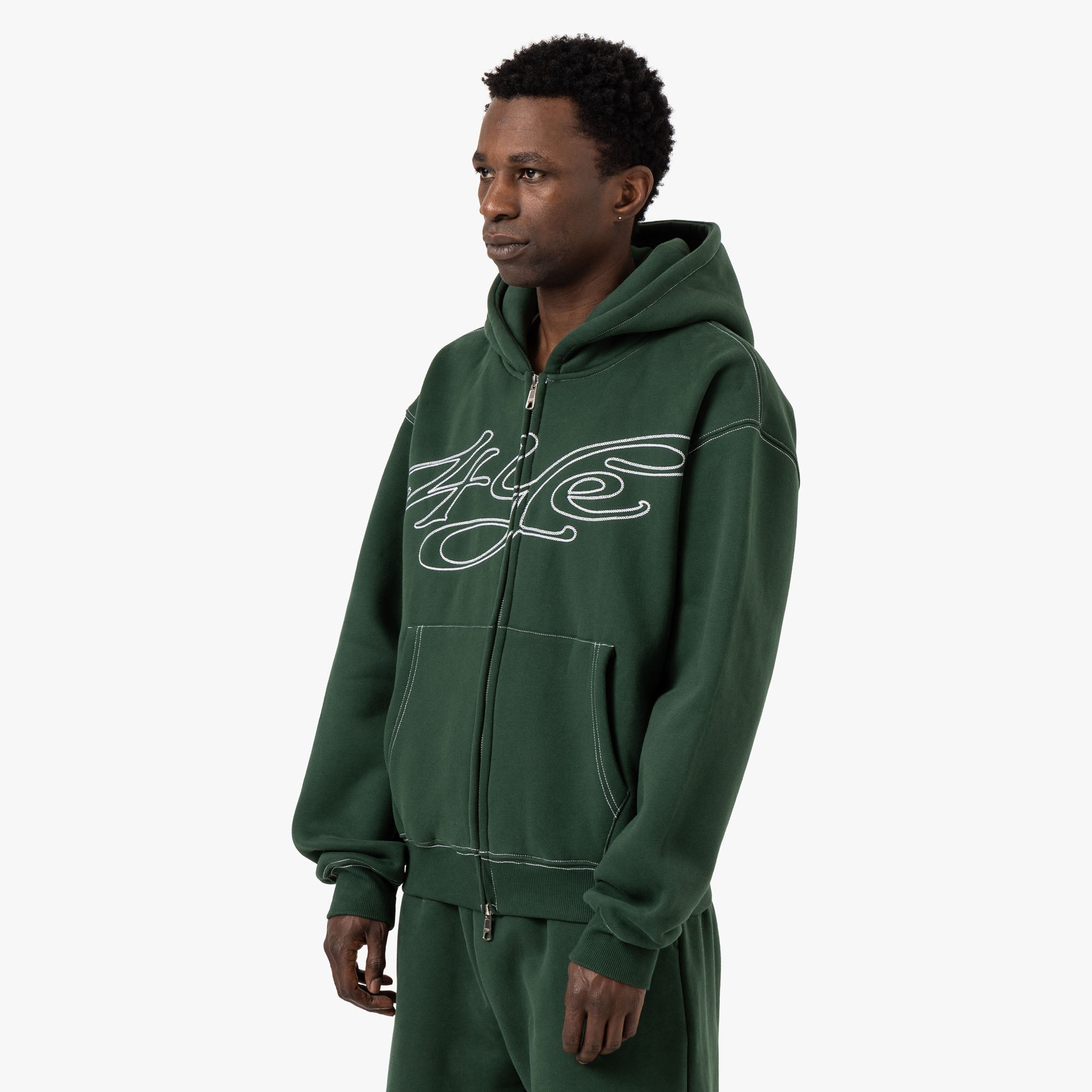  4YE Signature Zip Hoodie / Green / White、mySite、merchandisen