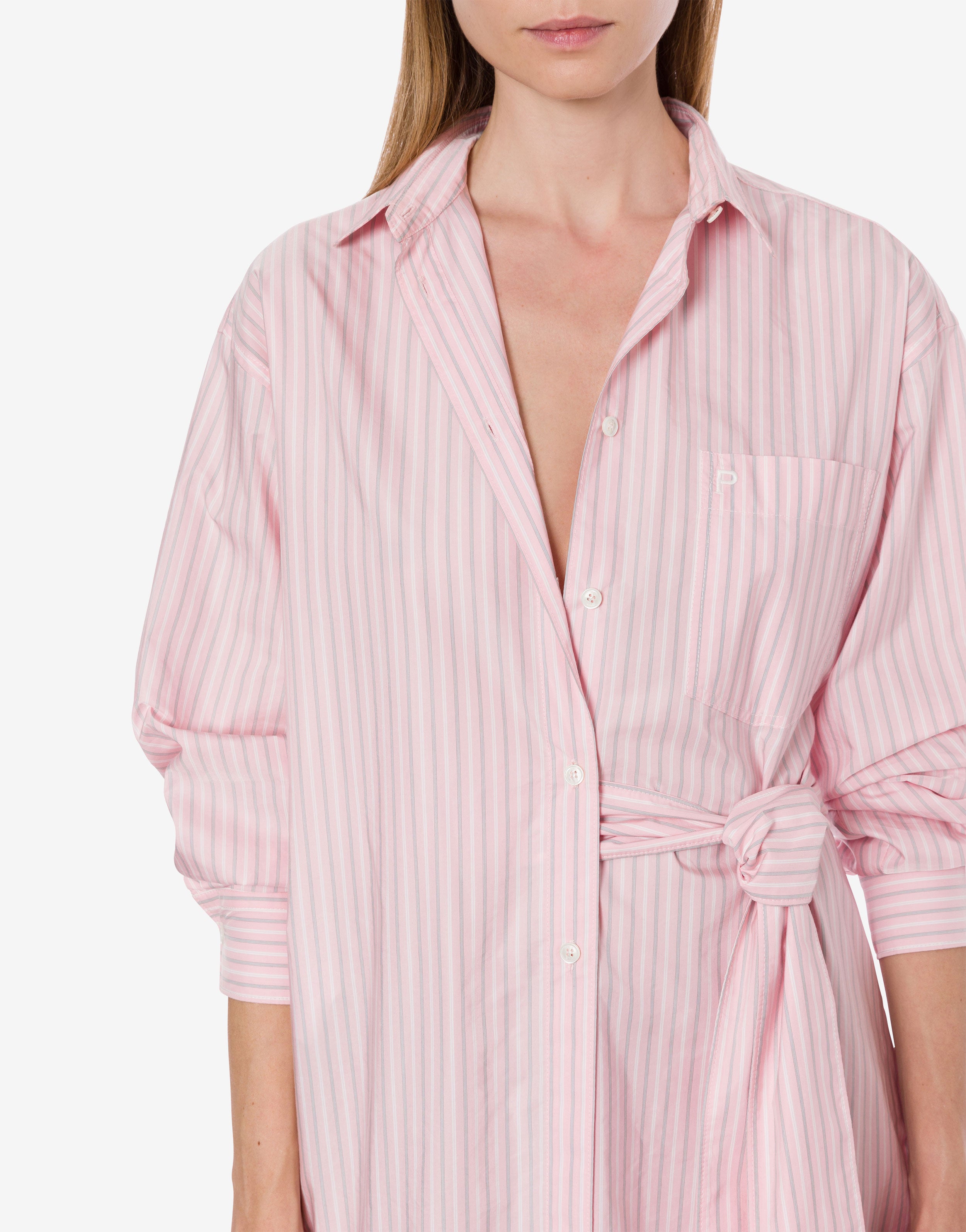 Minidress camicia in cotone rigato、mySite、aoinhome