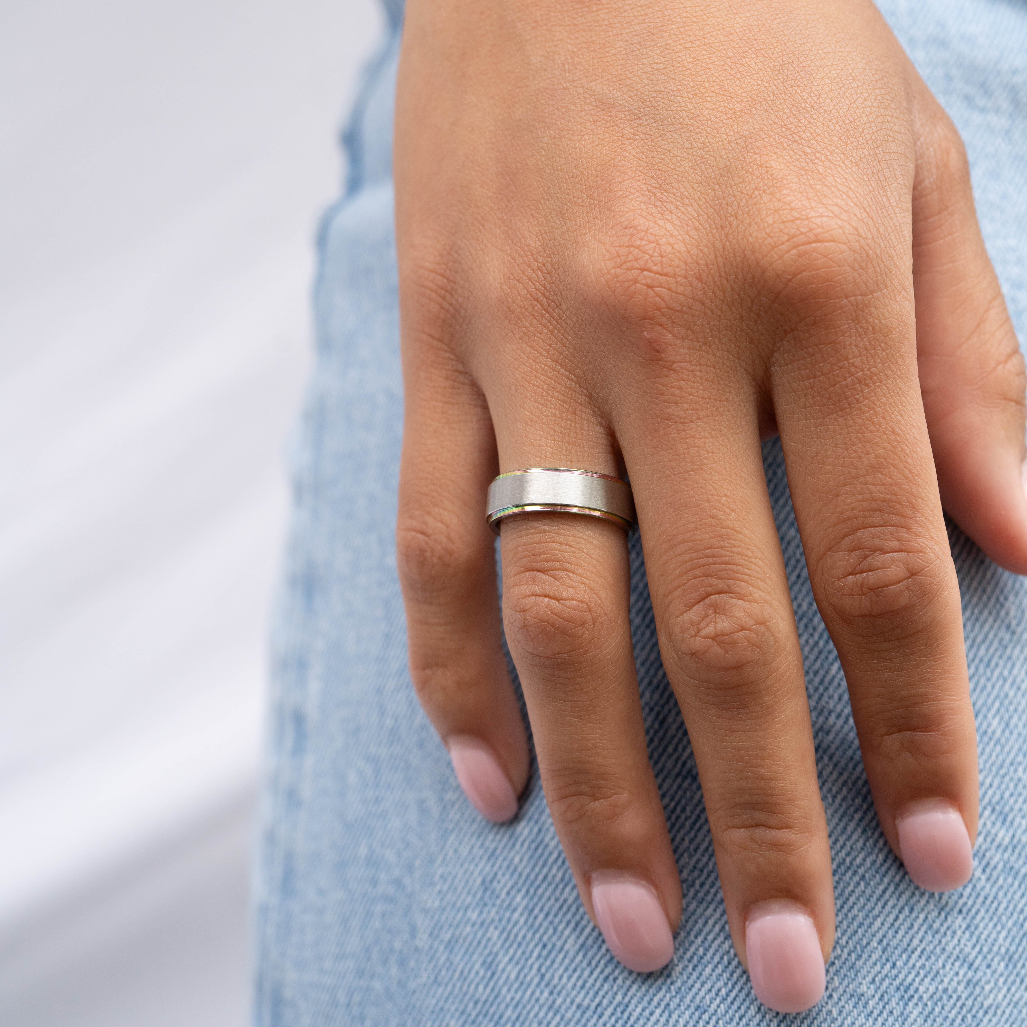 Stainless Steel Rainbow Edge Brushed Center Ring / CFR7014、mySite、dreamappss