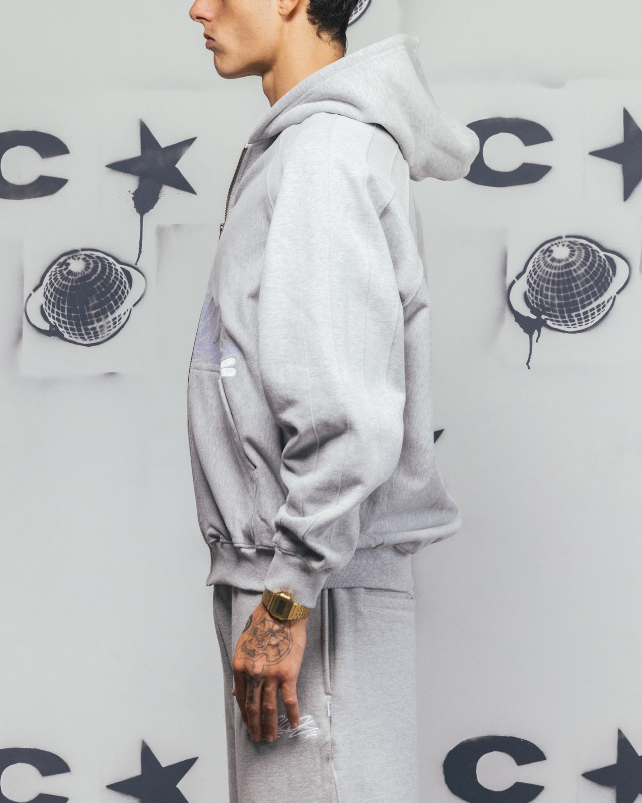 Carre Grit Zip Hoodie Grey Marle、mySite、zt4zffjzw