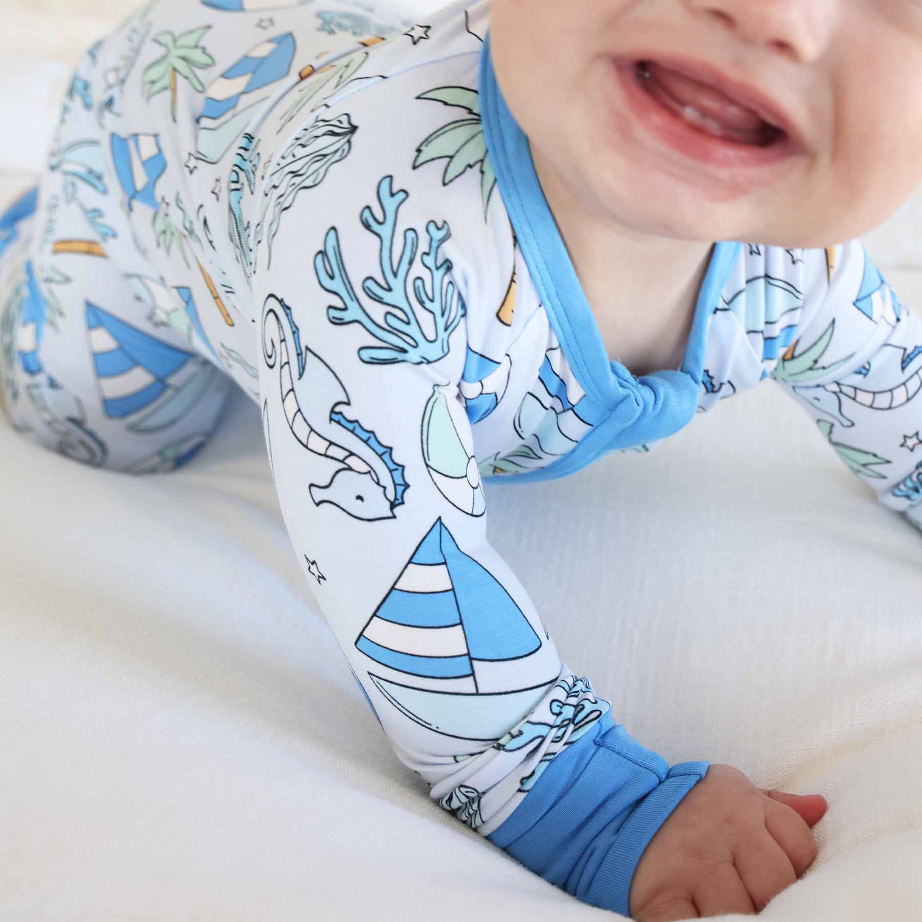 Tiny Tides Convertible Zip Romper | Blue、mySite、layawaytickets