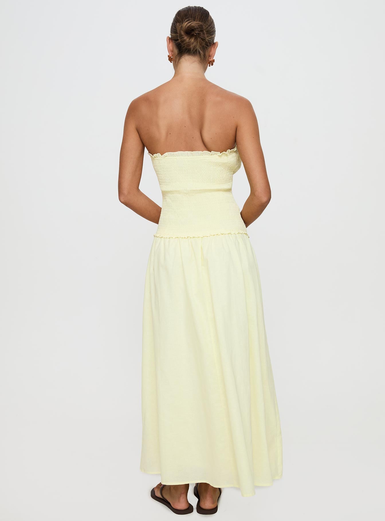 Tinsie Strapless Maxi Dress Yellow、mySite、solidvoid