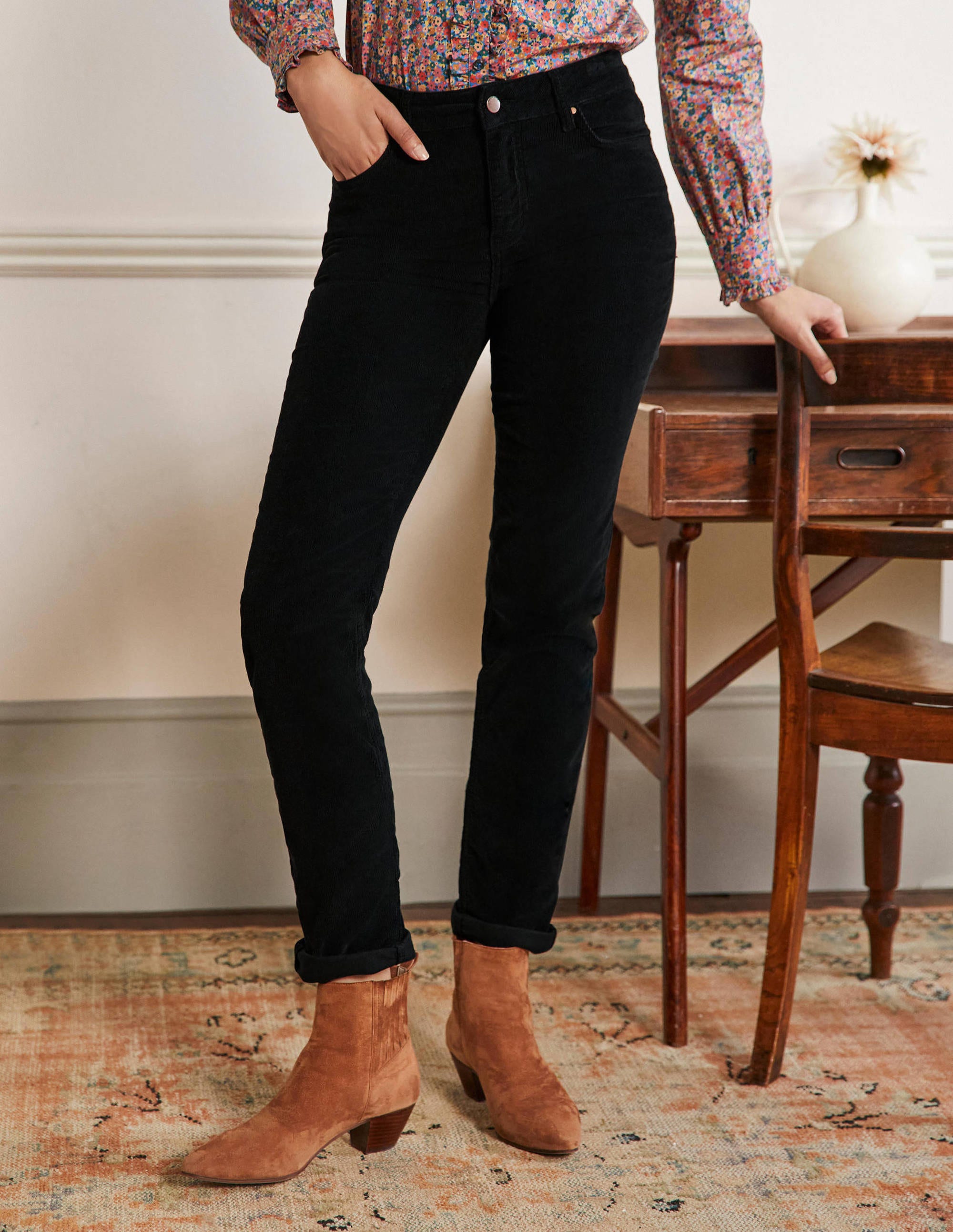  Corduroy Slim Straight Jeans-Black、mySite、ashleygrahame