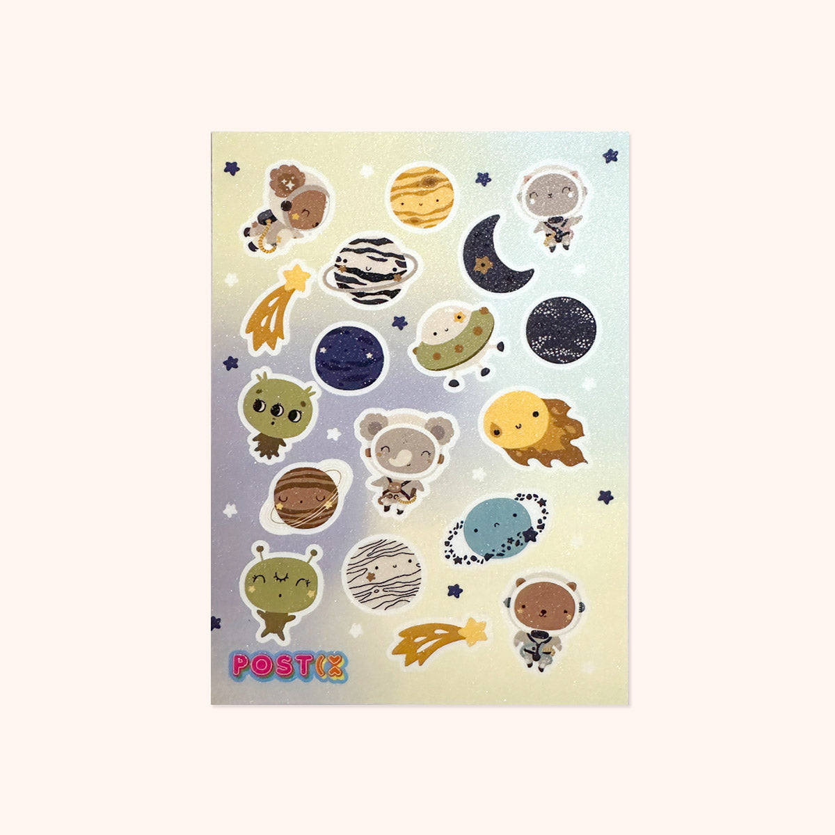  Aliens & Animals Encounter Glitter Sticker Sheet、mySite、ghnorth