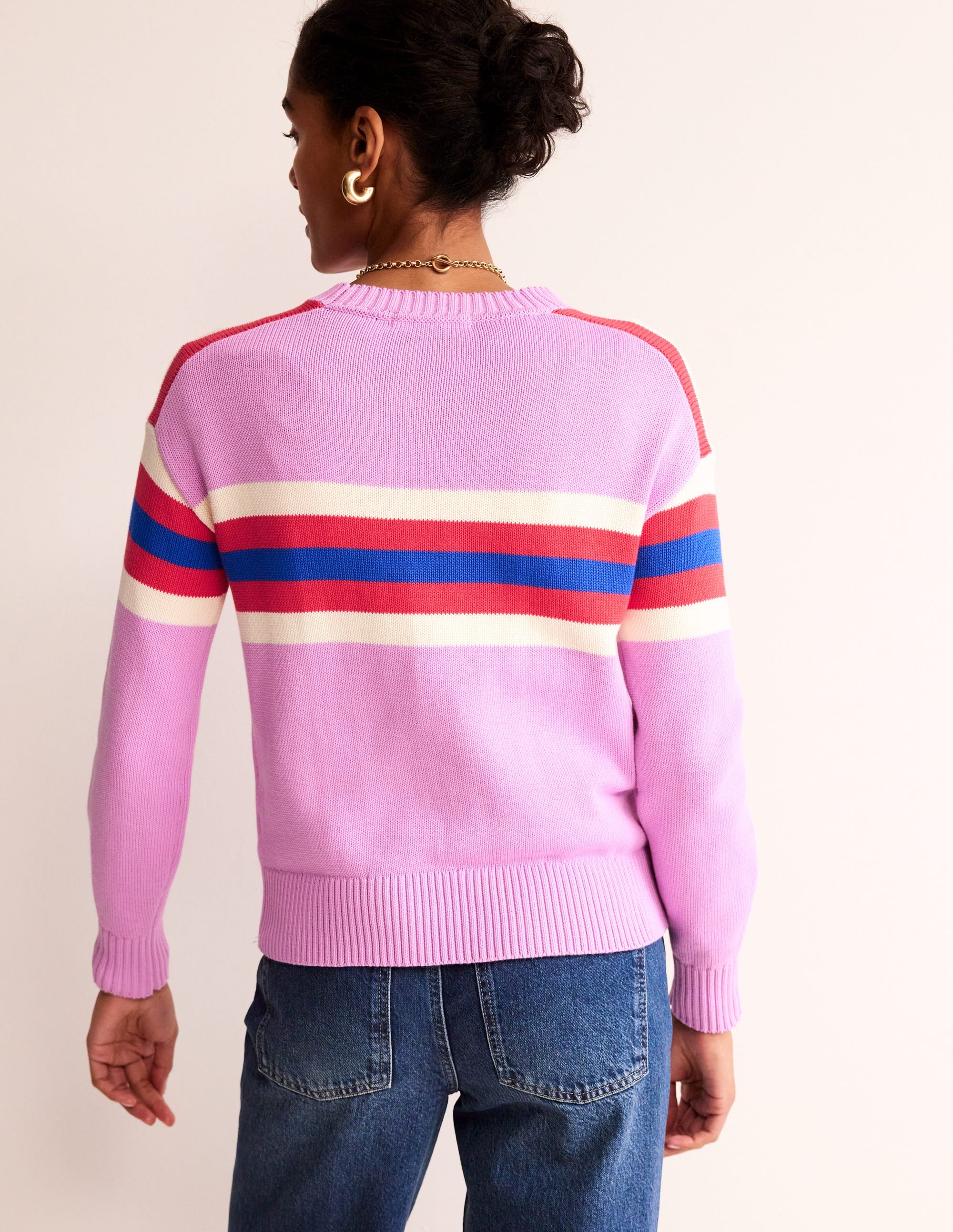  Stripe Knitted Jumper-Lilac, Warm Ivory, Red Stripe、mySite、ashleygrahame