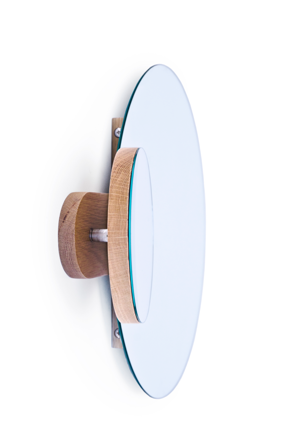 Oak Round Wall Mirror with Fixed Magnifier | Wireworks Eclipse、mySite、neckold