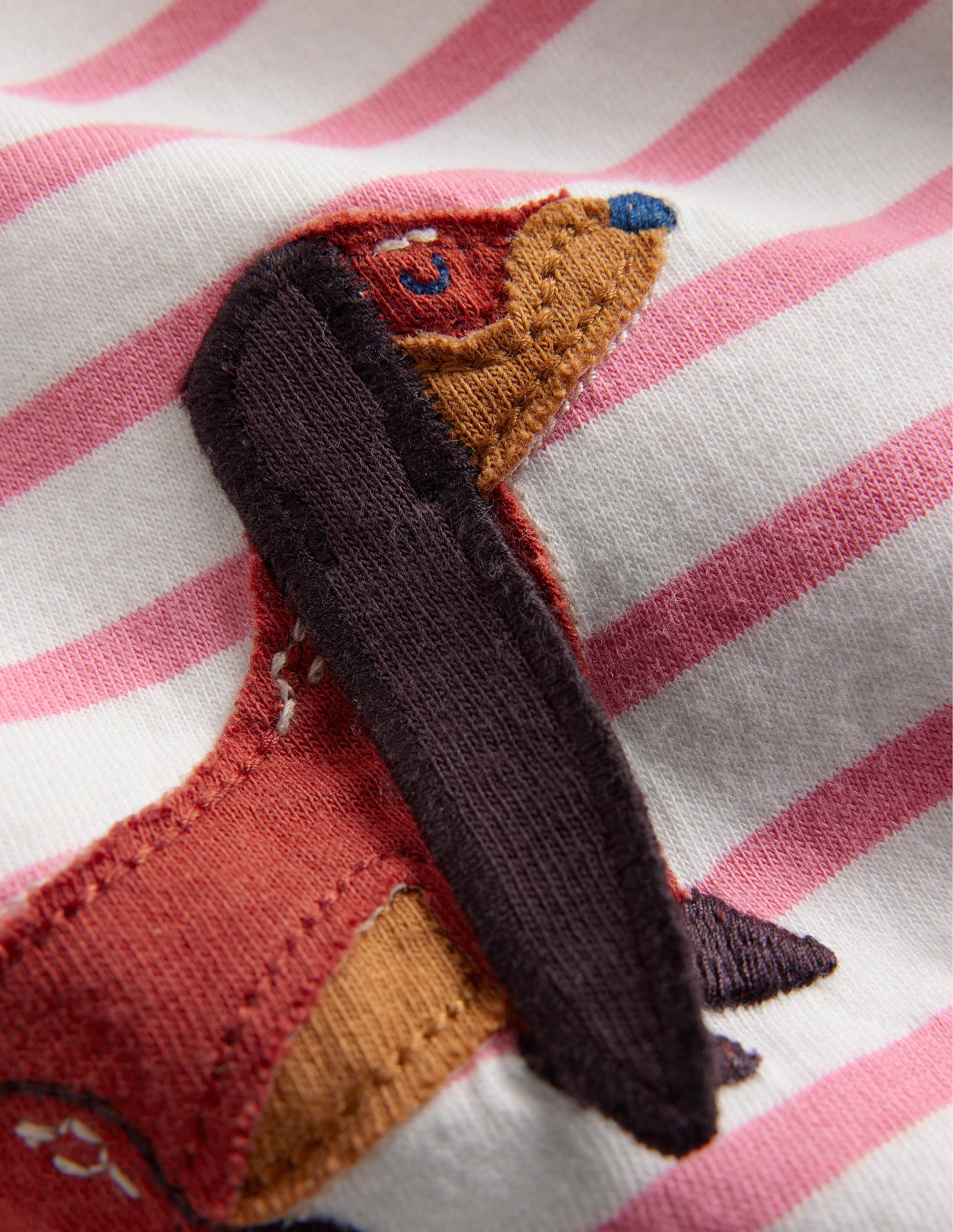  Puff Sleeve Appliqué T-shirt-Pink/Ivory Dogs、mySite、ashleygrahame