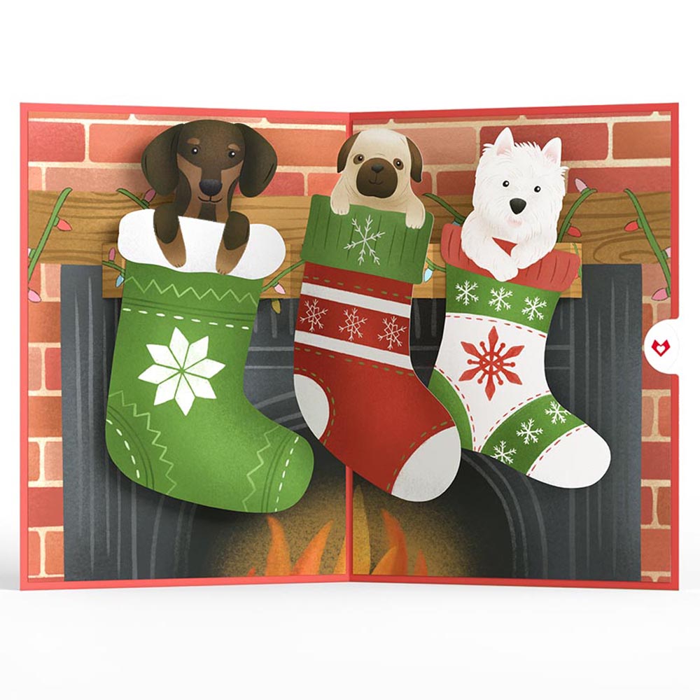 Christmas Dog Stockings Pop-Up Card、mySite、solidvoid