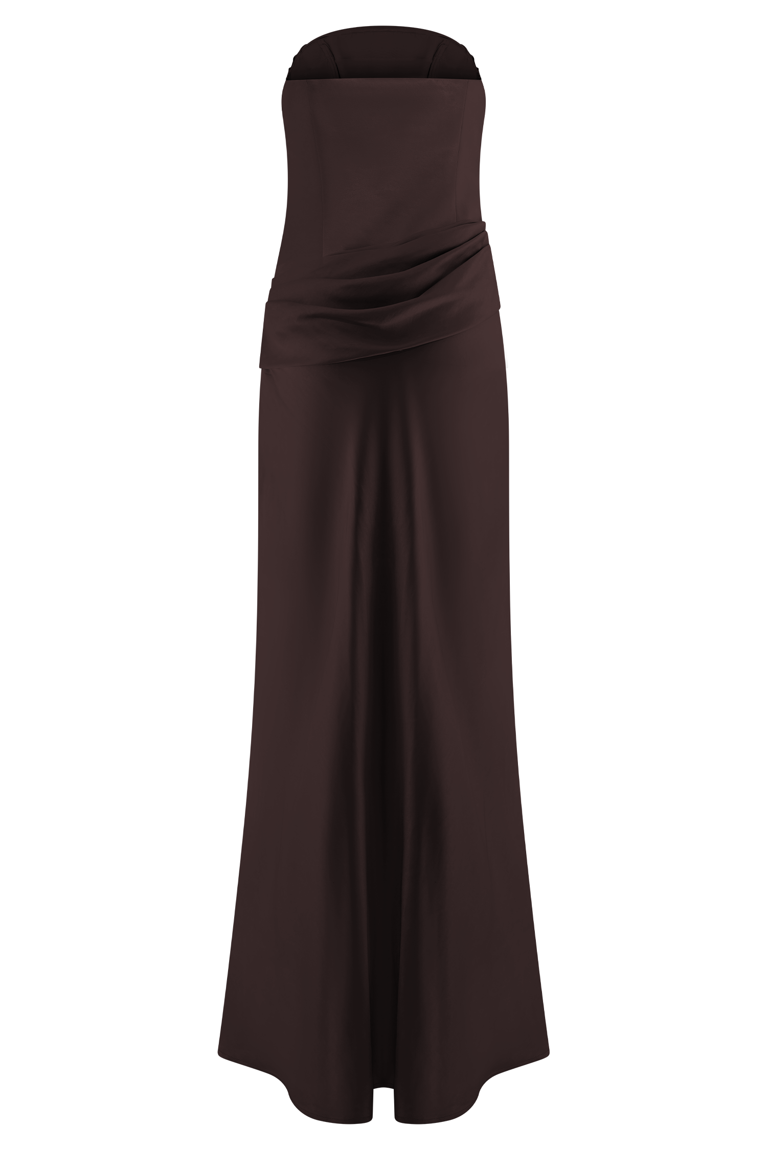 Jasmine Strapless Satin Maxi Dress - Dark Chocolate、mySite、solidvoid