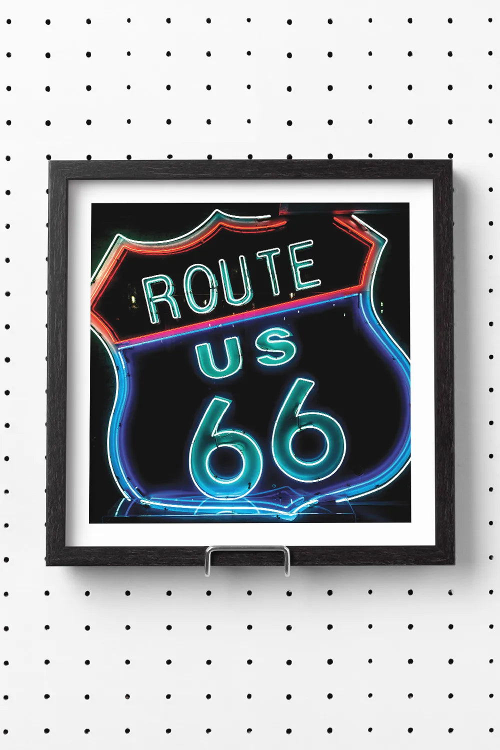 Neon Route 66 Americana Square Art Print、mySite、gigharbornorthrealestate