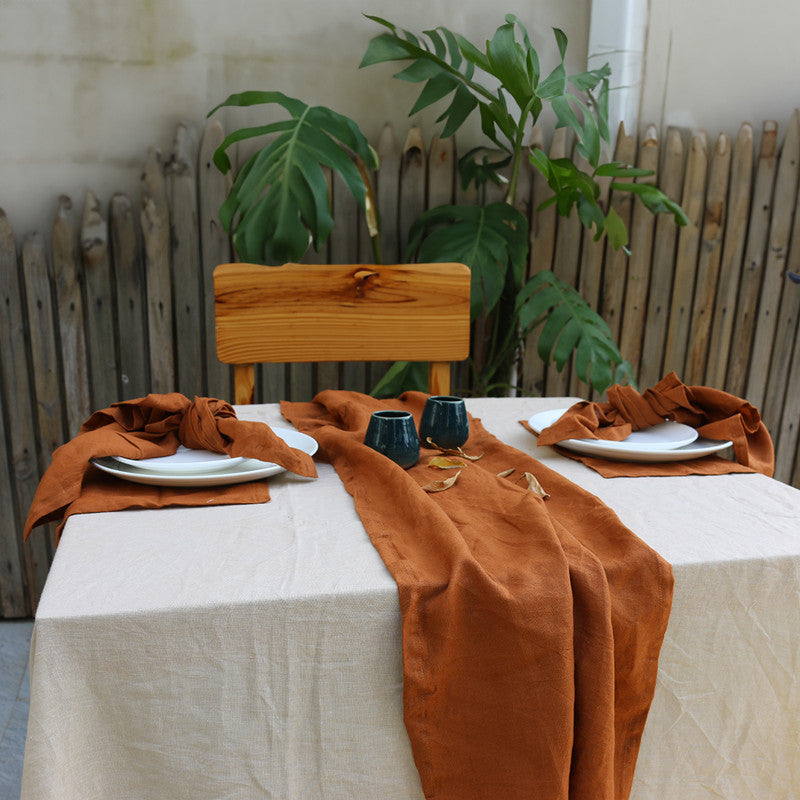 Pure Linen Table Runners | Cinnamon Brown、mySite、camillekostekn