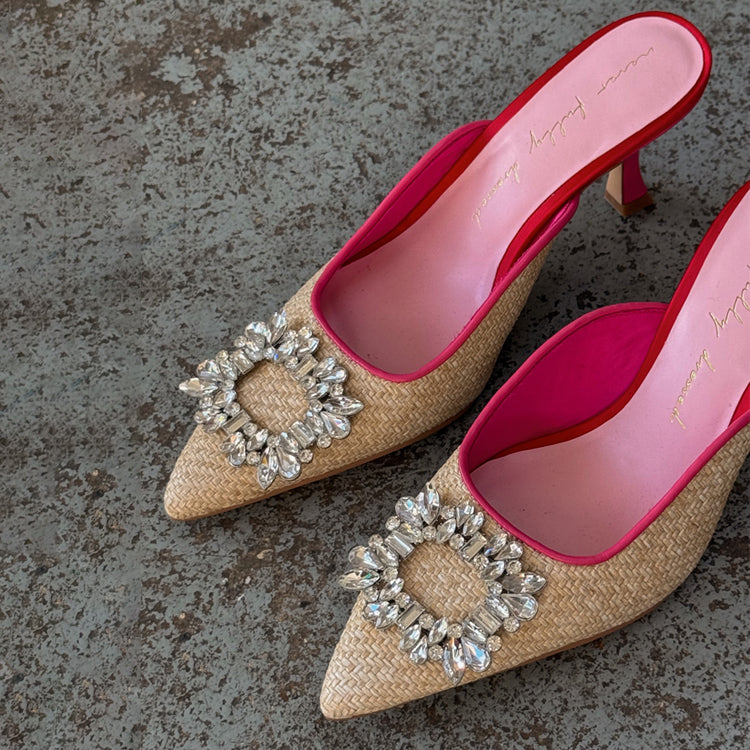 Raffia Buckle City Mules、mySite、solidvoid