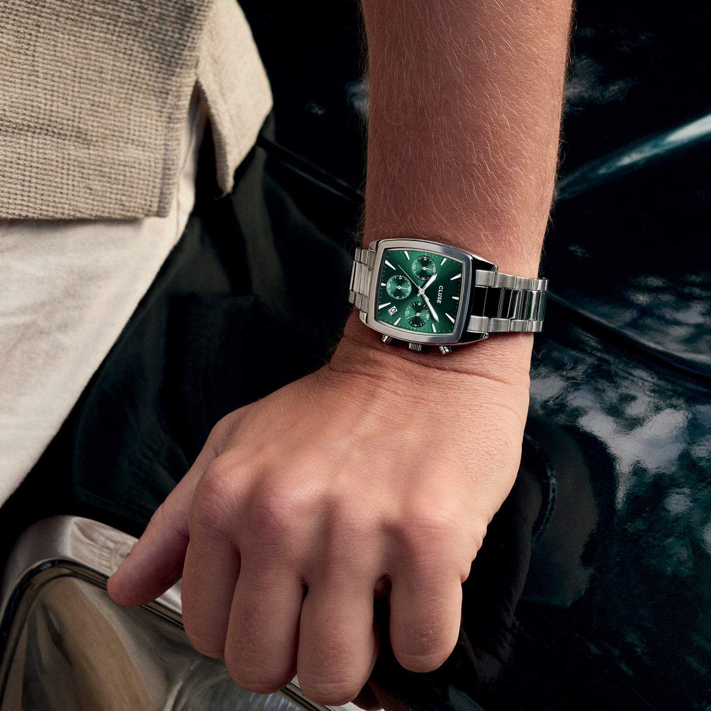 Quartaut Chrono Watch Steel, Green, Silver Colour、mySite、botmansion