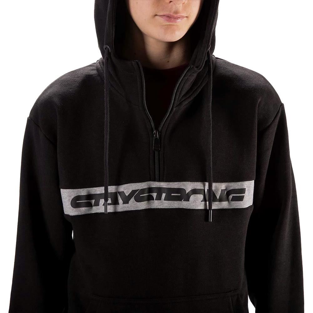  Stay Strong Cut Stripe 1/4 Zip Hoodie - Black/Grey、mySite、merchandisen
