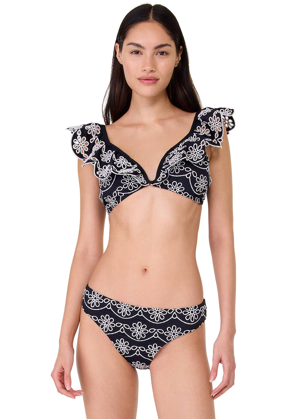 Kate Spade Women's Eyelet Ruffle Bikini Top、mySite、noshort