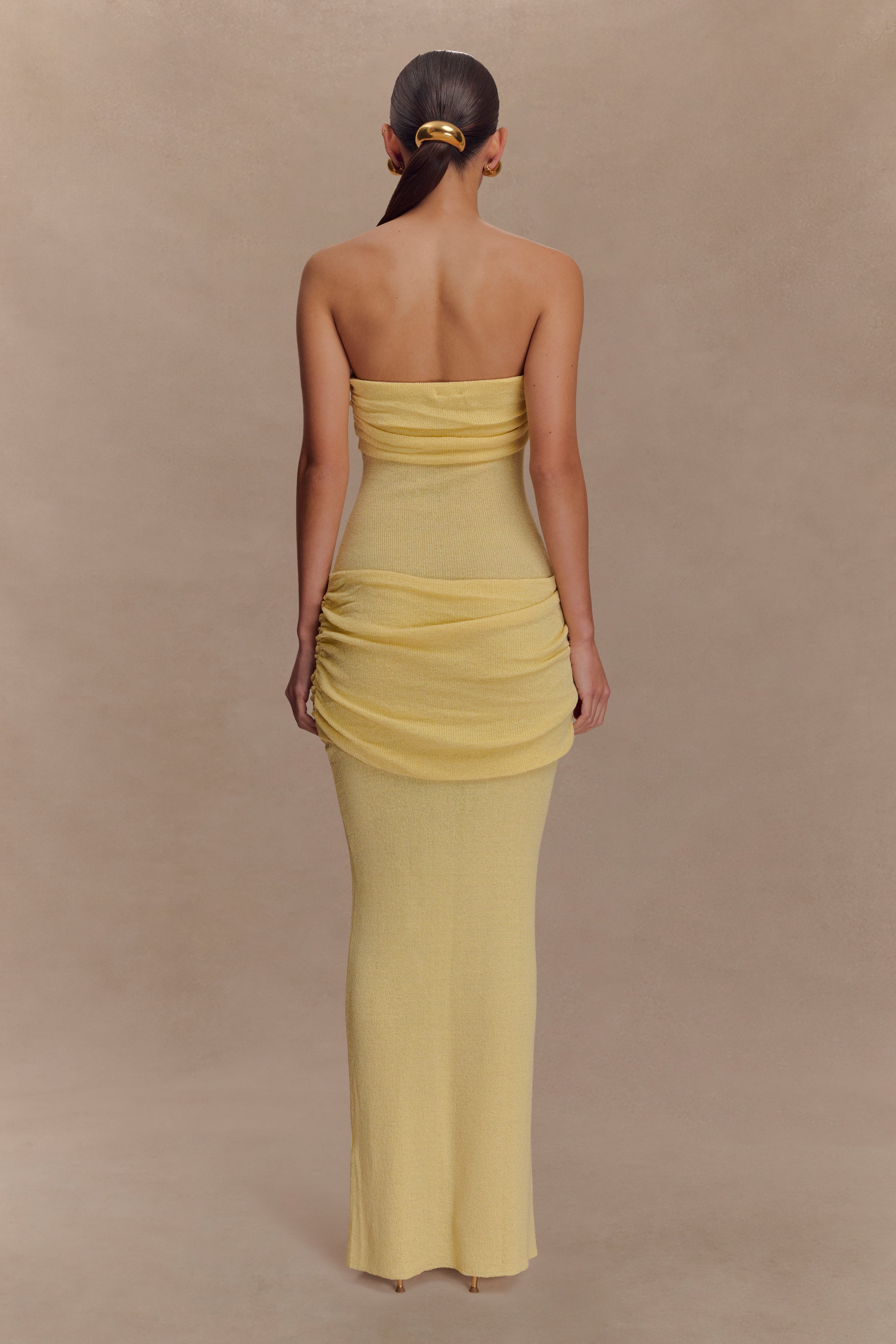 Elora Strapless Knit Maxi Dress - Lemon、mySite、solidvoid