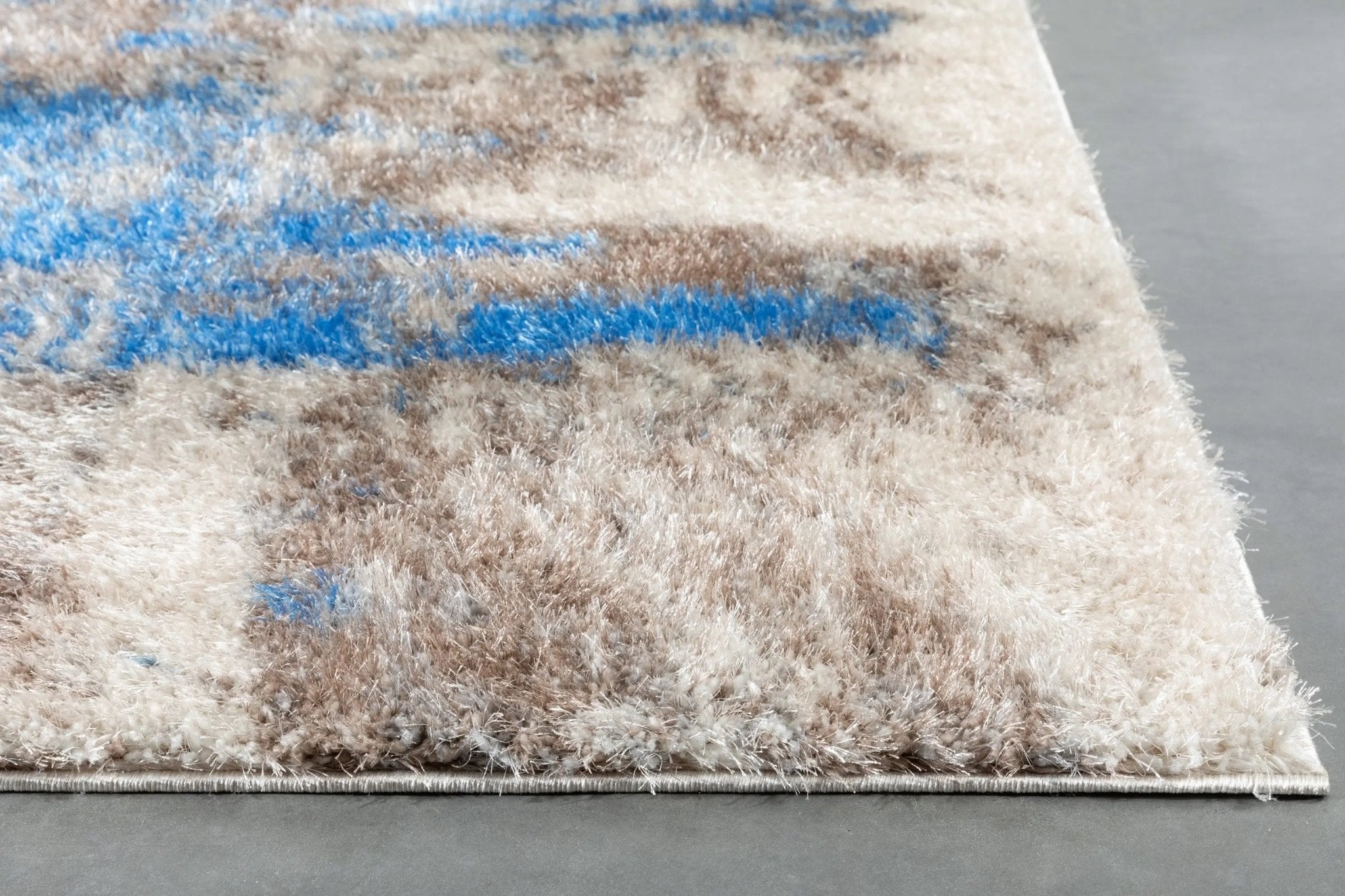 Sariah Modern Abstract Ivory Blue Shag Rug、mySite、gigharbornorthrealestate