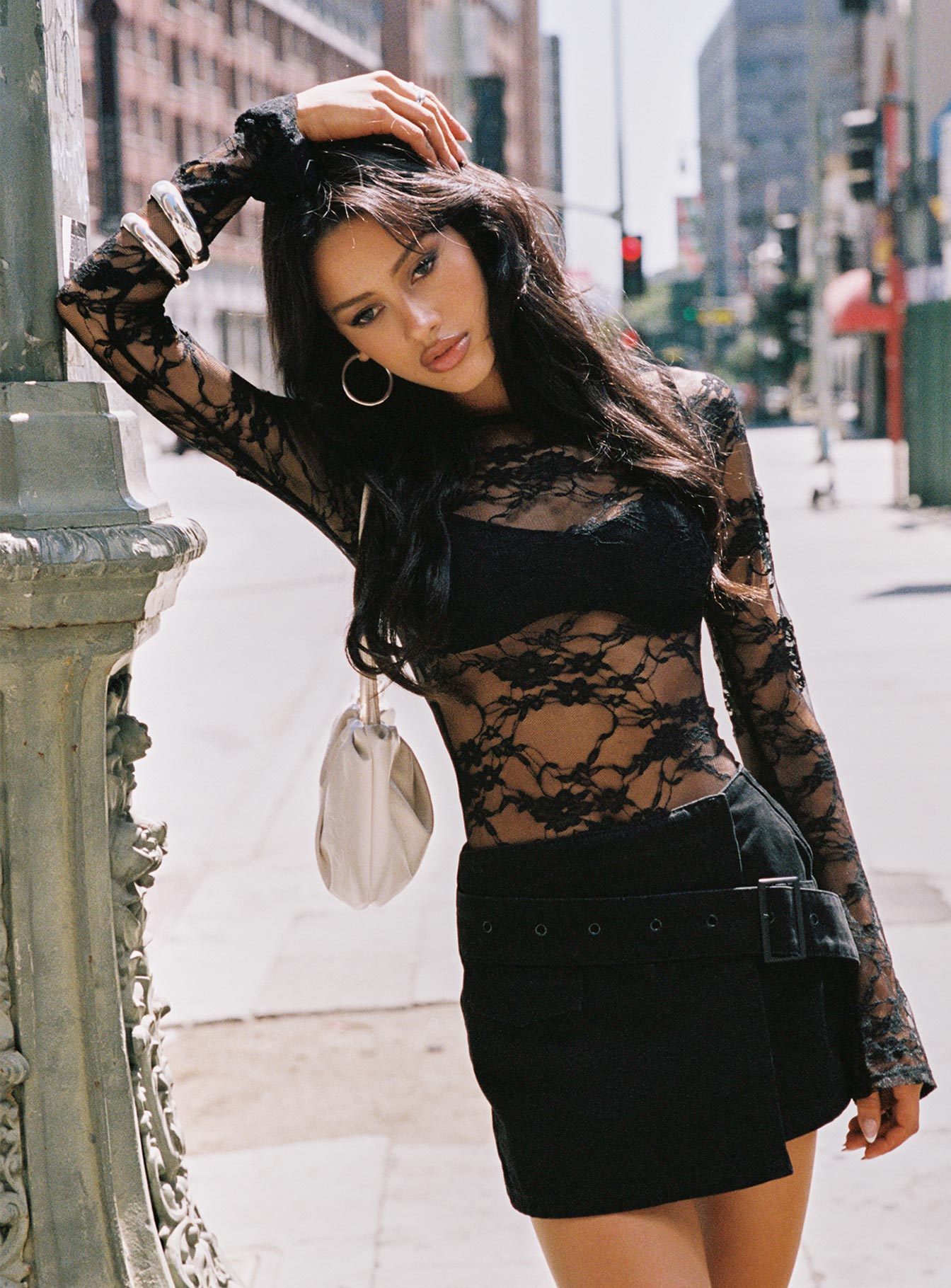 Feelix Long Sleeve Lace Bodysuit Black、mySite、solidvoid