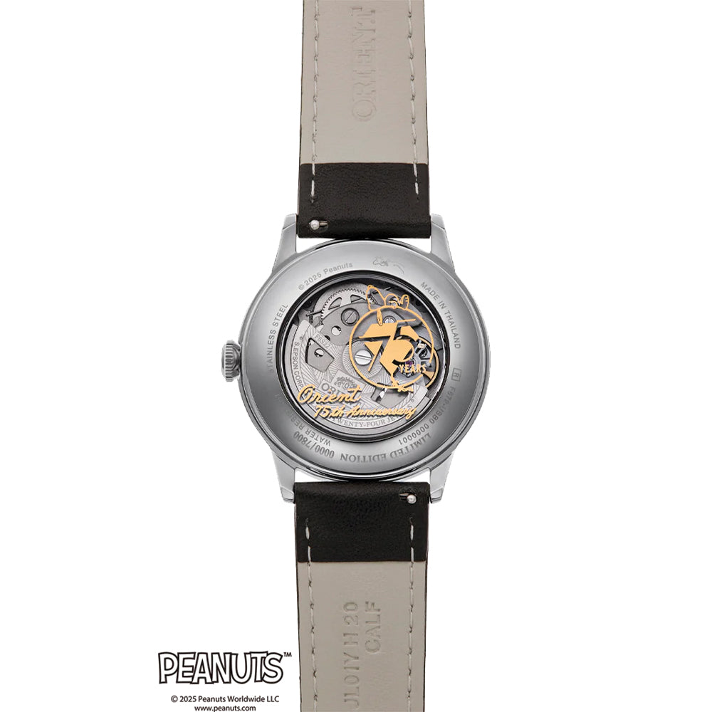 Orient Peanuts 75th Anniversary Limited Edition Bambino 38mm - White on Black Leather Strap、mySite、botmansion