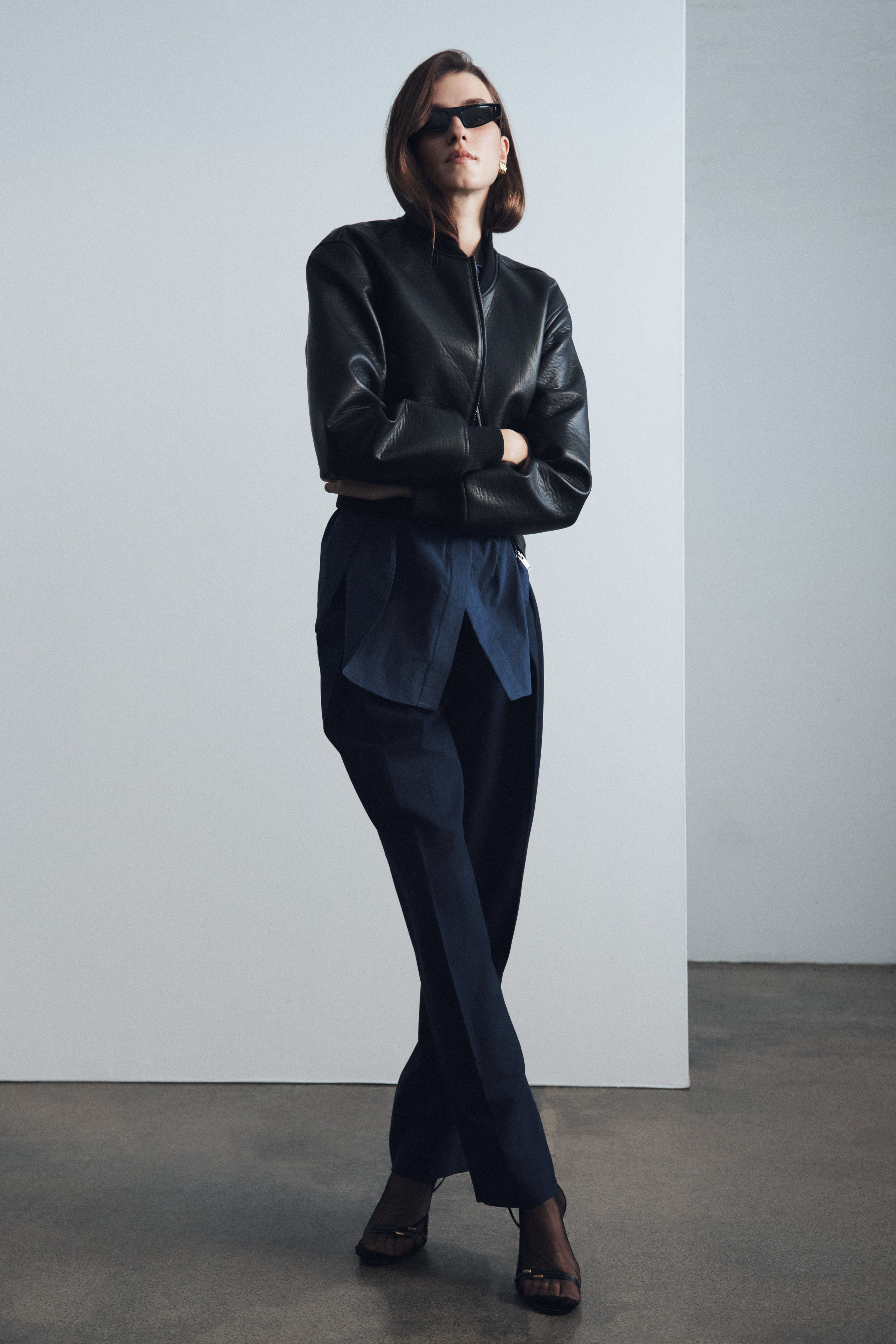 Codi Faux Leather Bomber Jacket - Black、mySite、solidvoid