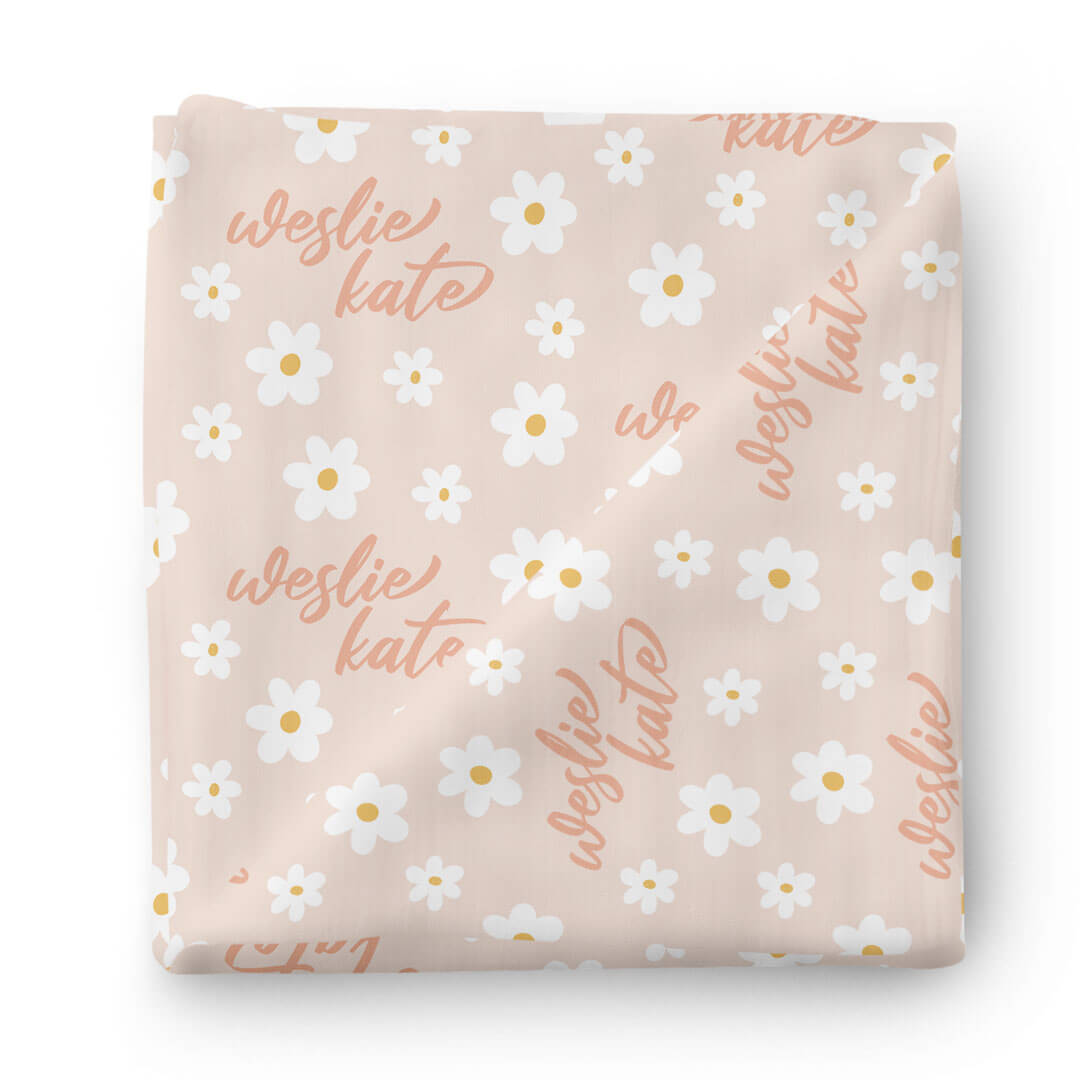  Darling Daisies Personalized Baby Name Swaddle Blanket、mySite、layawaytickets