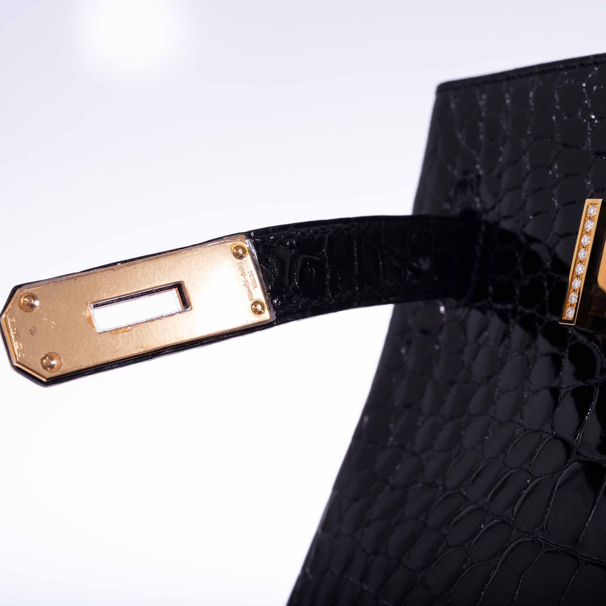 Hermès Birkin 35 Black Shiny Porosus Crocodile 18K Yellow Gold and Diamond Hardware、mySite、garminoutage.com