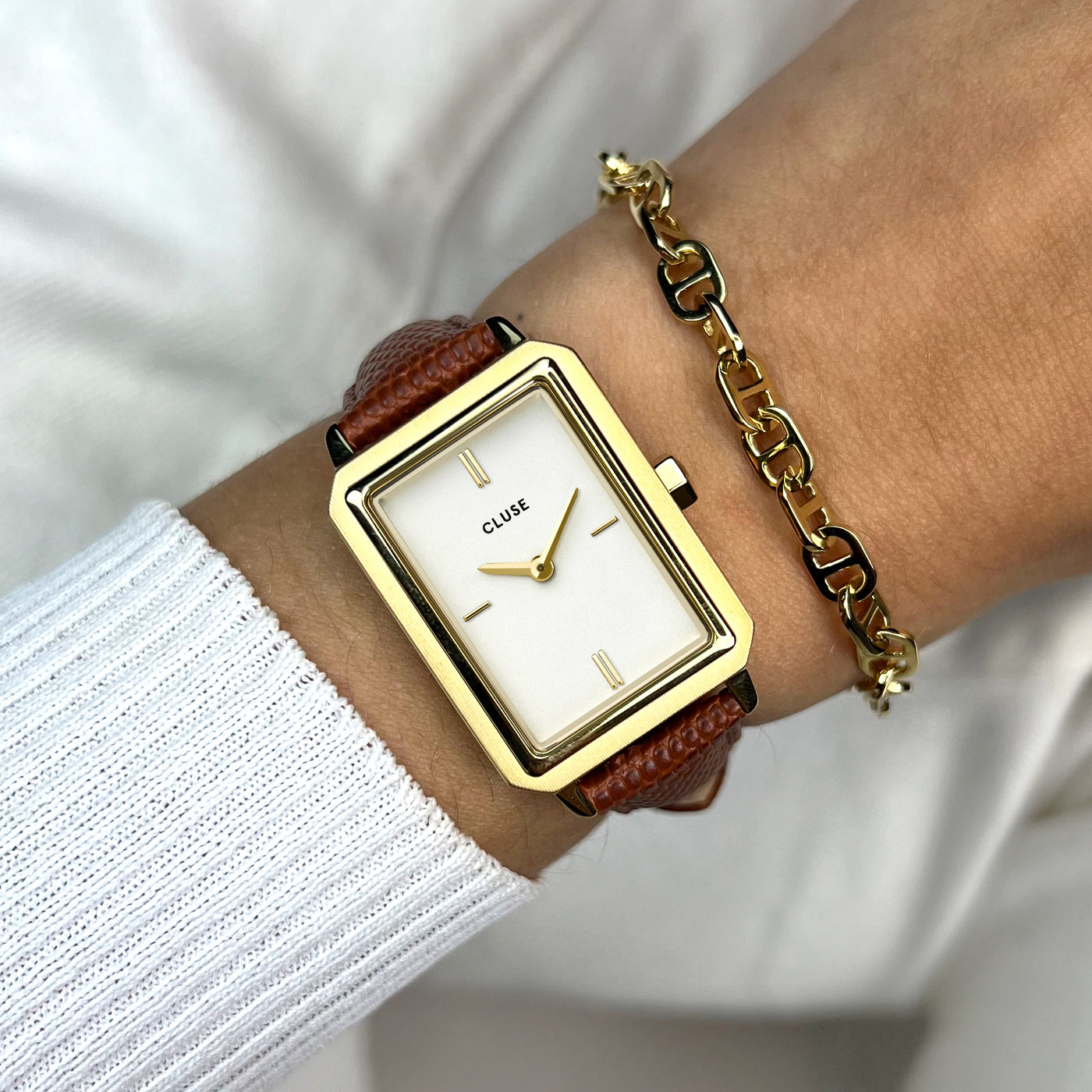 Strap 14 mm Leather Nutshell Lizard, Gold Colour、mySite、botmansion