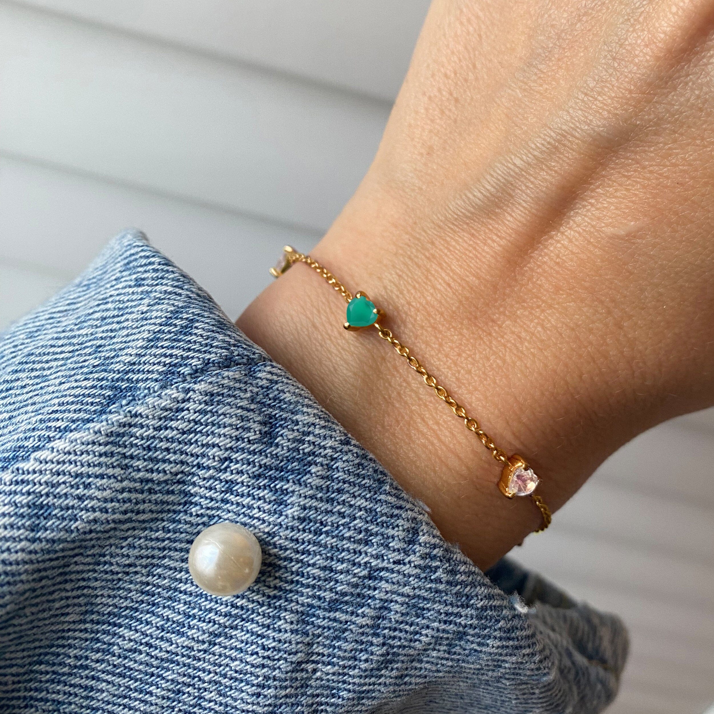 Green Onyx Never Without My Gem Bracelet - May Birthstone、mySite、hinf8tx79