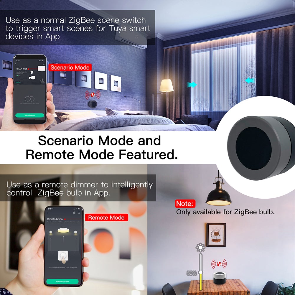 ZigBee Smart Wireless Scene Rotary Switch Multi-control Battery Powered、mySite、fannypackpong