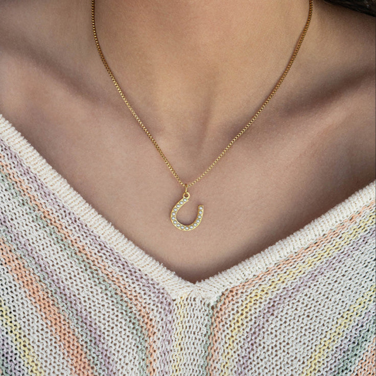 18K Gold PVD Stainless Steel Pearl Horseshoe Charm / PDL0251、mySite、dreamappss