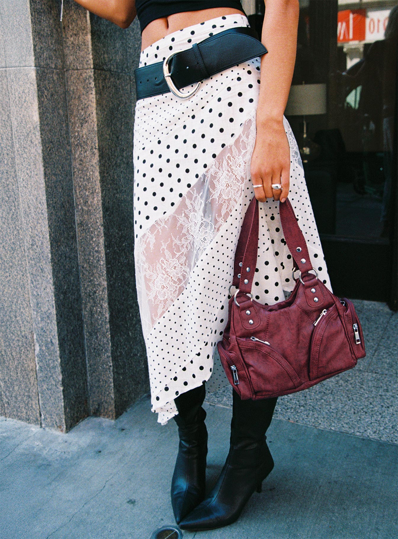 Rennar Maxi Skirt White / Polka Dot、mySite、solidvoid