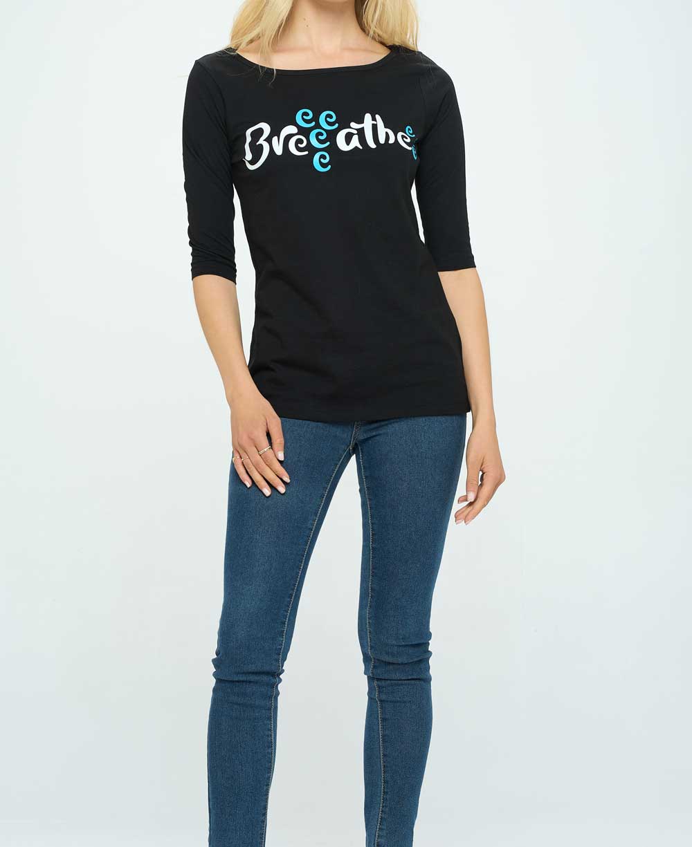 Breeeatheee Elbow Length Sleeve Yoga Inspired Cotton Tee、mySite、topwebapps