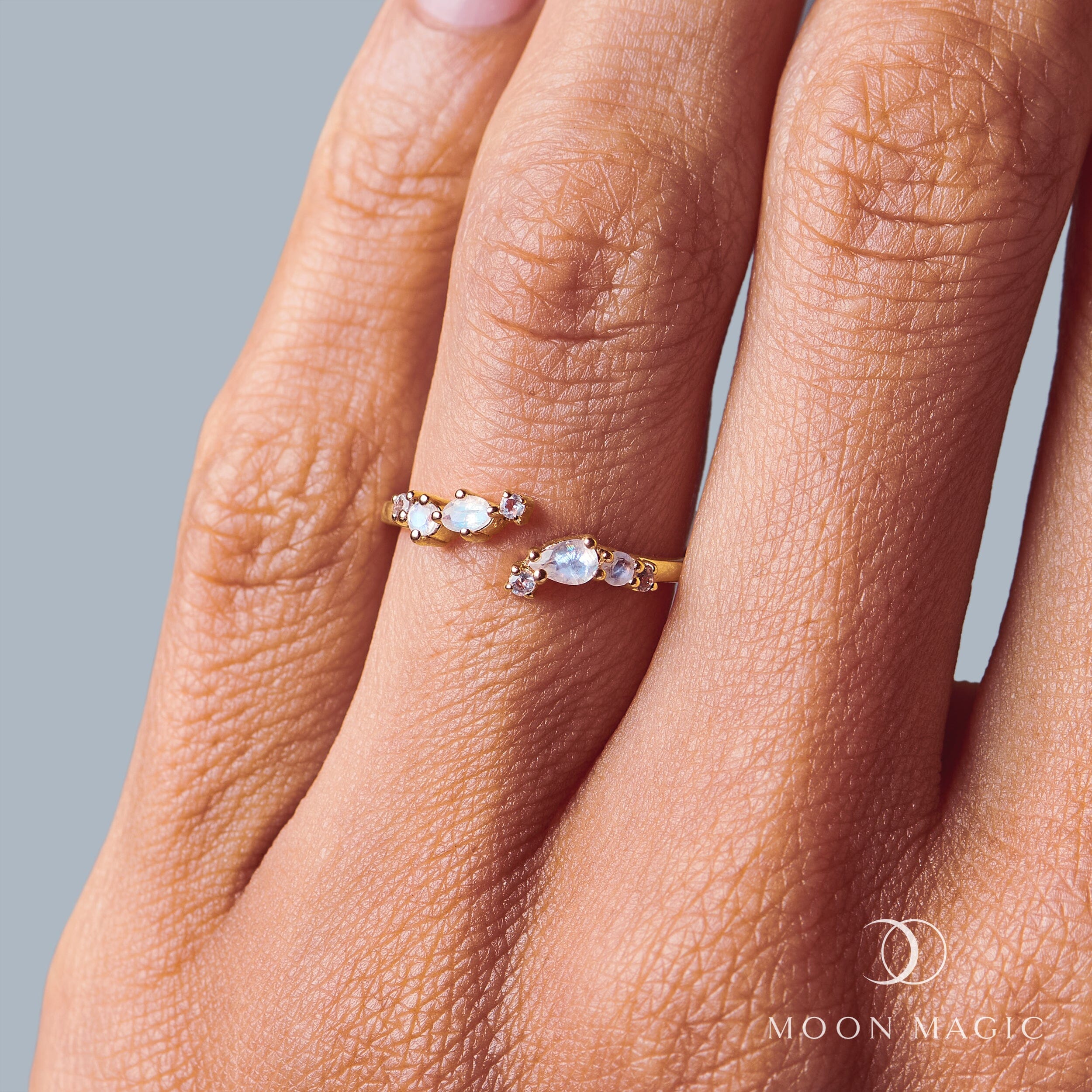 Adjustable Moonstone Ring Flourish - June Birthstone + Free Gift Bag、mySite、hinf8tx79