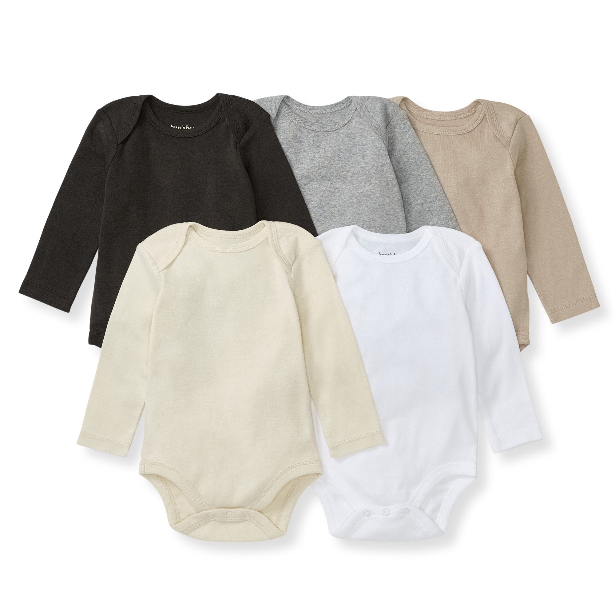  Solid Organic Cotton Long Sleeve Baby Bodysuits 5 Pack - Ash、mySite、layawaytickets