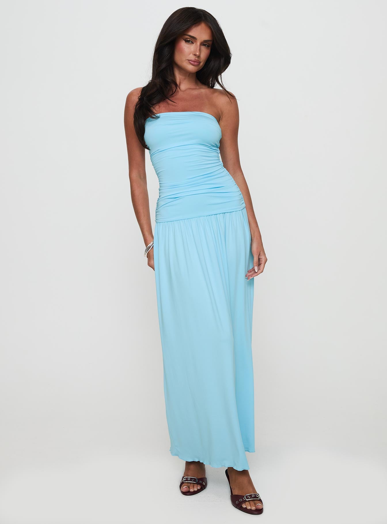 Glorie Strapless Maxi Dress Light Blue Petite、mySite、solidvoid