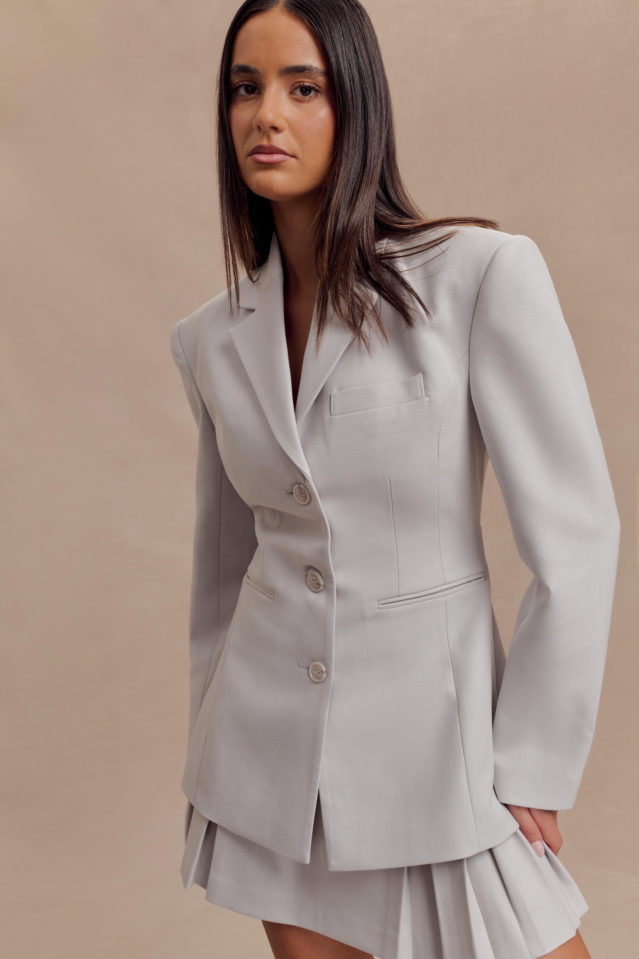 Bellamy Cinched Blazer - Grey、mySite、solidvoid