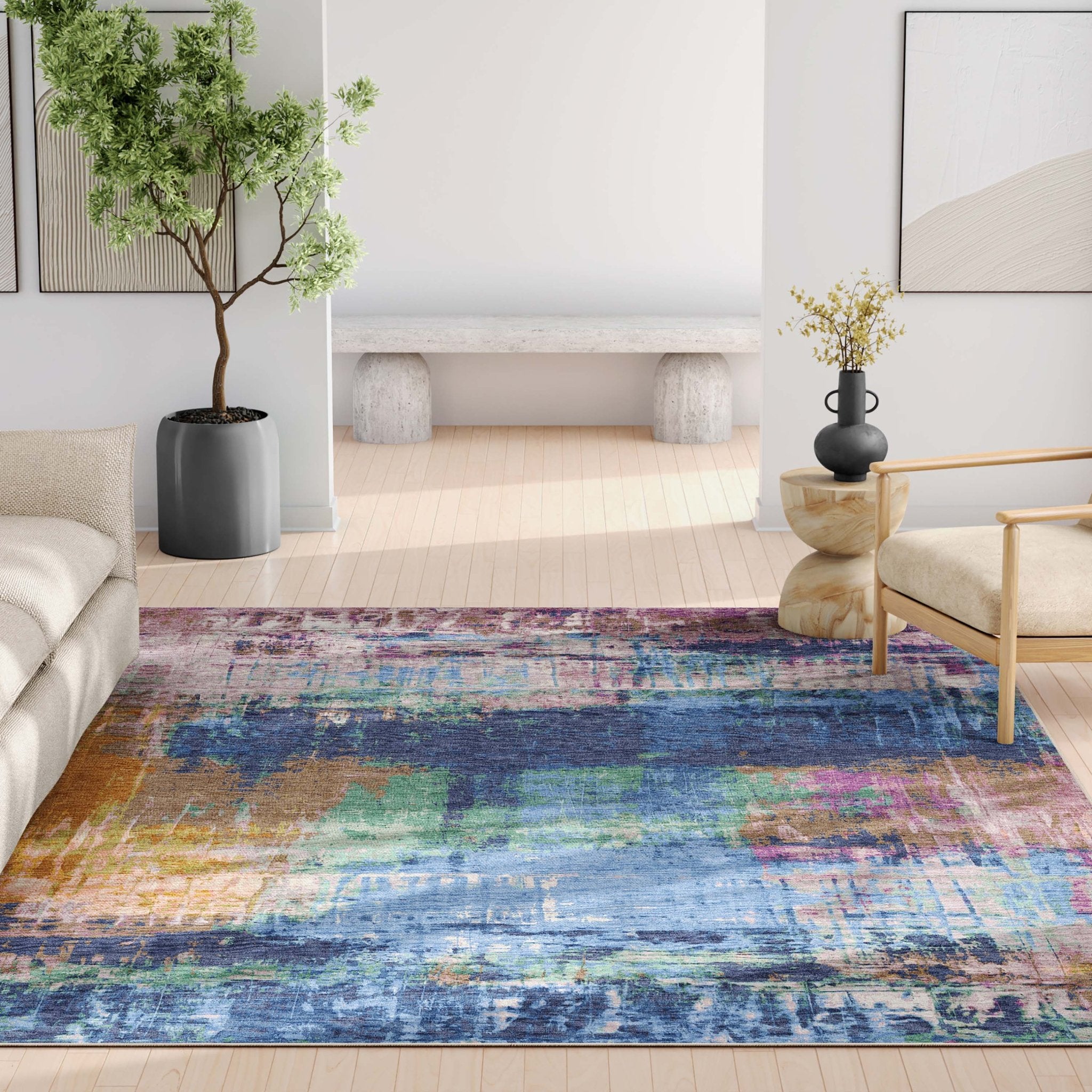 Mandala Boho Abstract Paintsplash Flatweave Rug、mySite、gigharbornorthrealestate