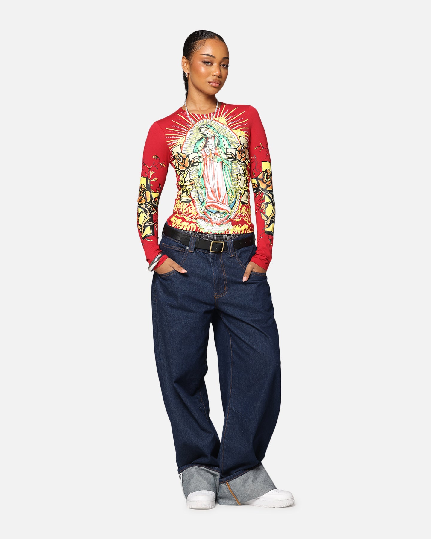 Ed Hardy Women's Divine Long Sleeve T-Shirt Red、mySite、zt4zffjzw