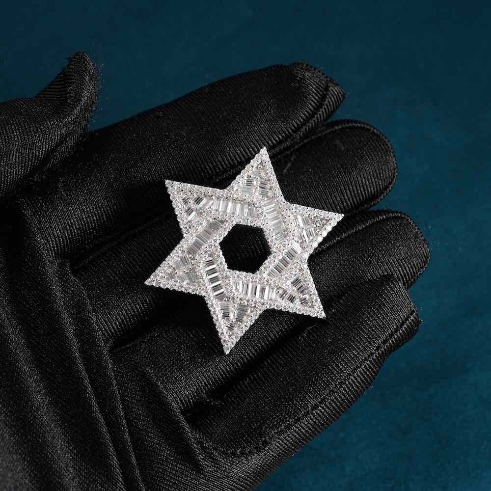 Moissanite Baguette Star of David Pendant 14K Gold、mySite、hinf8tx79