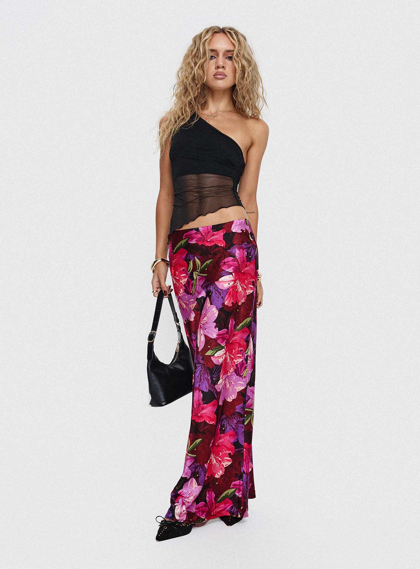 Joder Maxi Skirt Purple Floral、mySite、solidvoid