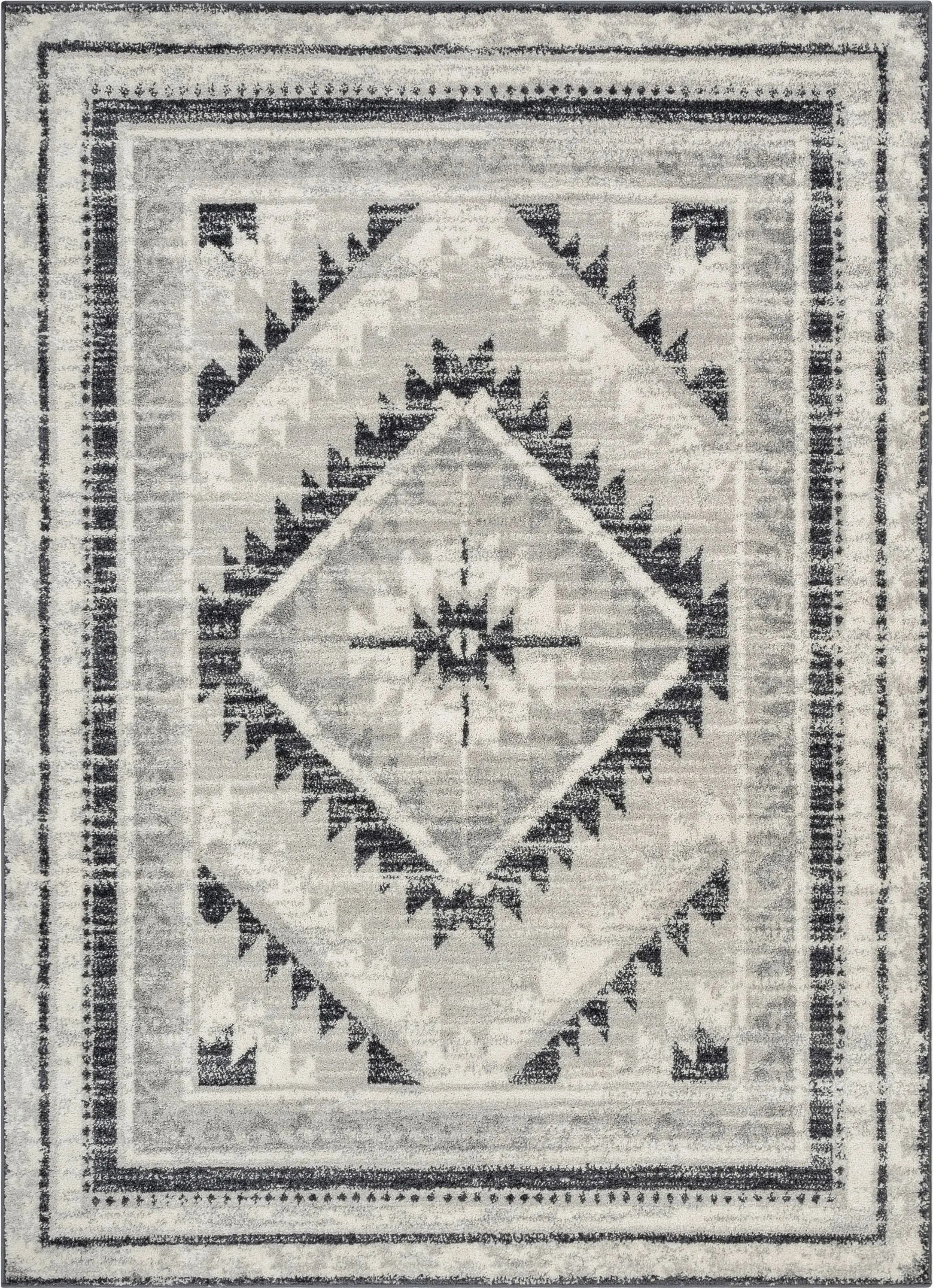 Pisa Aztec Tribal Southwestern Grey Rug、mySite、gigharbornorthrealestate