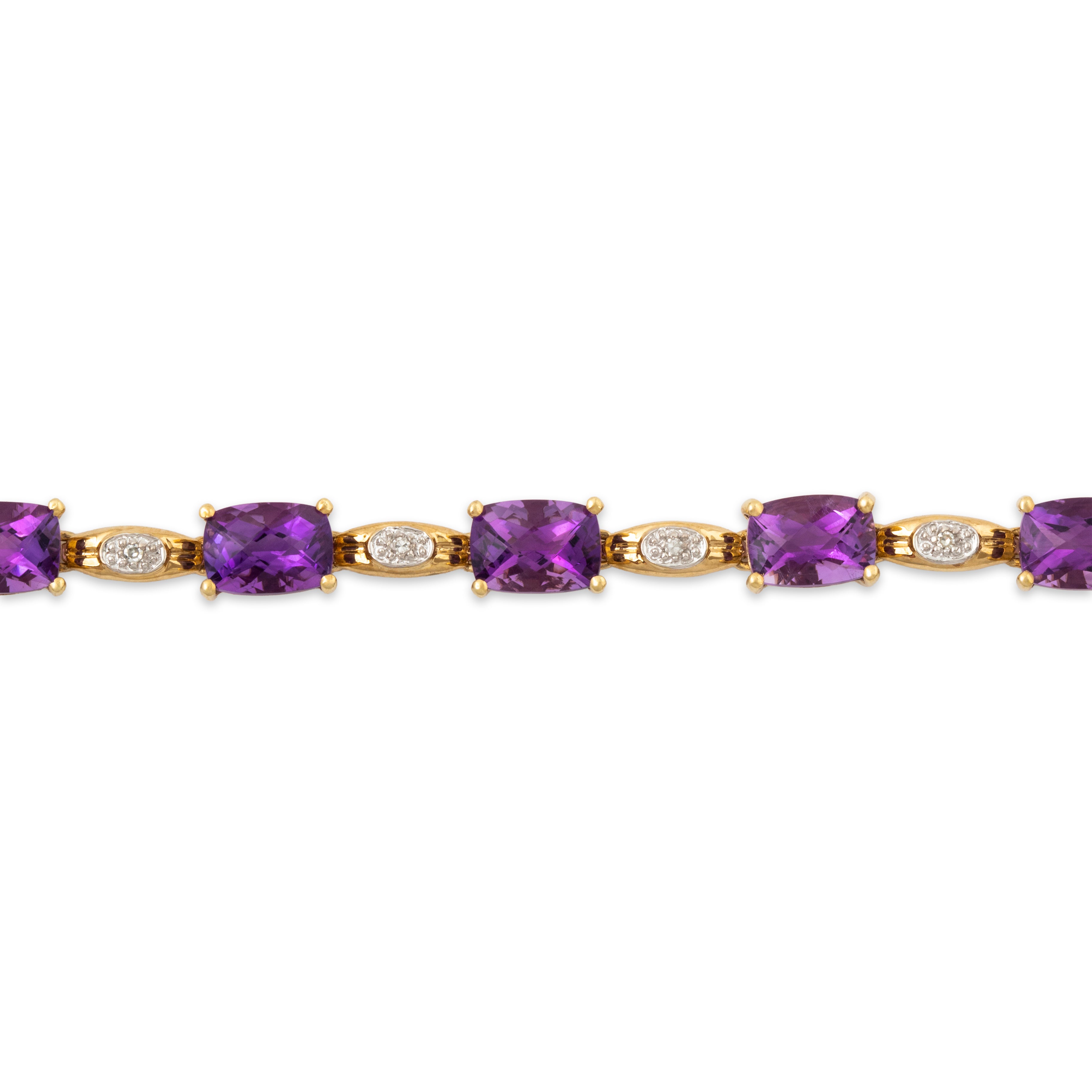 Vintage 10k Yellow Gold 8.5cttw Amethyst Diamond Checkerboard Bracelet 6.75、mySite、hinf8tx79