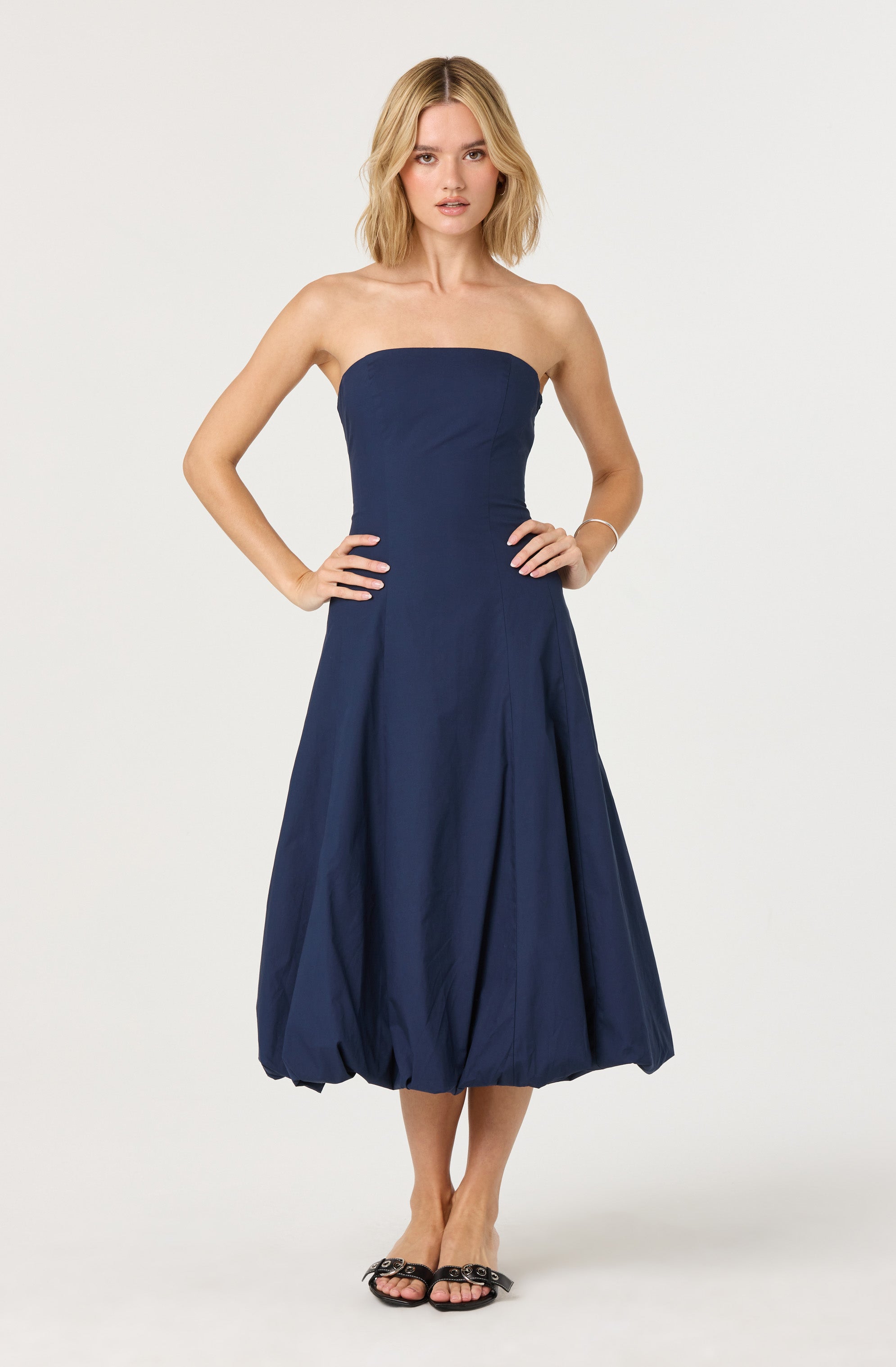 Lace Up Strapless Bubble Dress、mySite、solidvoid