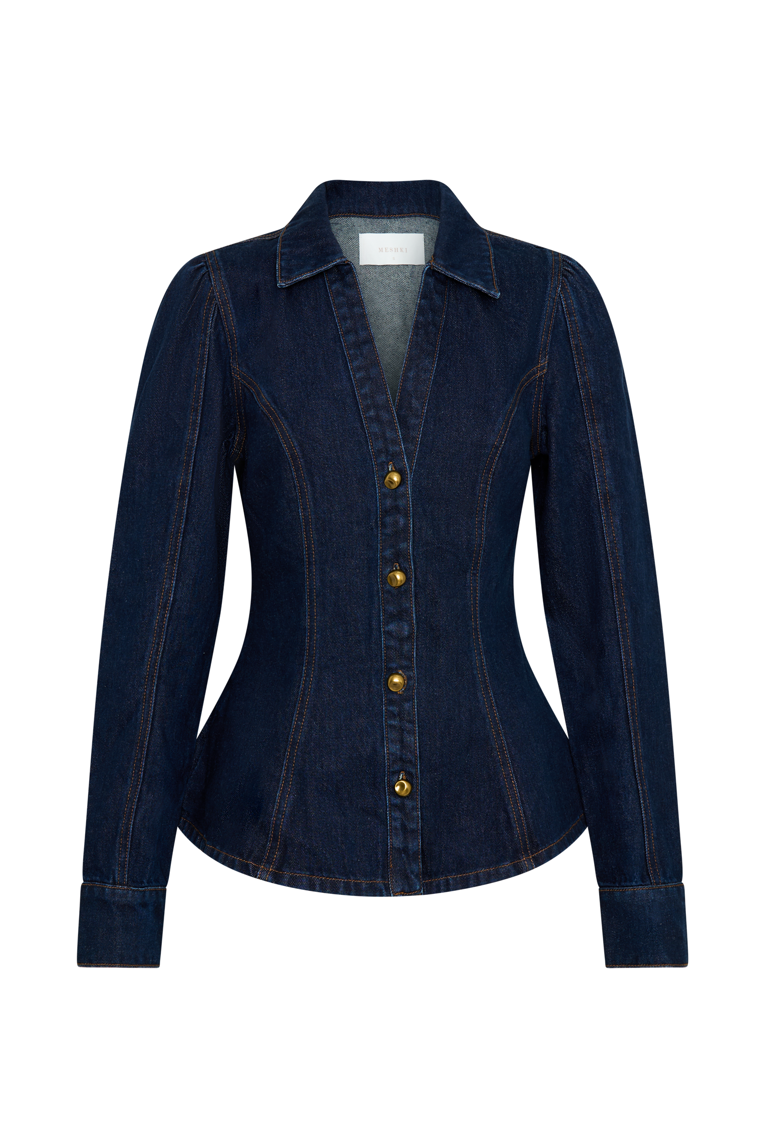 Hilary Long Sleeve Denim Top - Indigo Blue、mySite、solidvoid