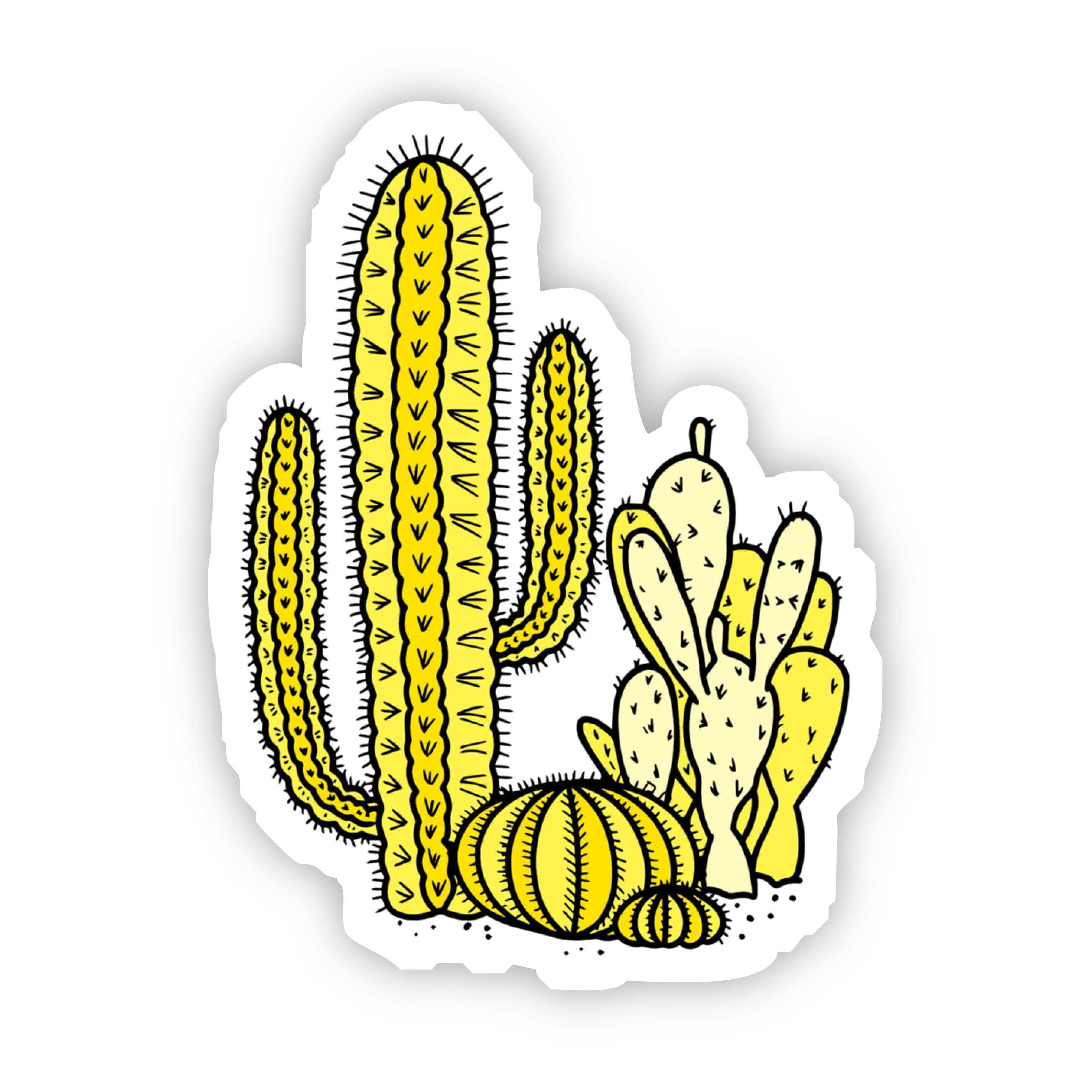  Yellow Cacti Aesthetic Sticker、mySite、elrpsem3k