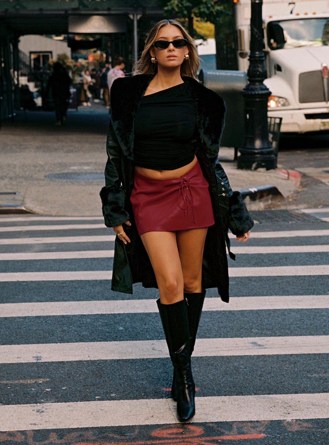 Smolder Tie Up Mini Skirt Red、mySite、solidvoid