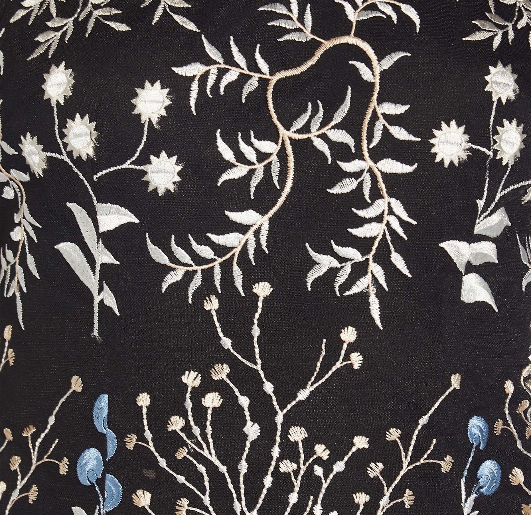 Embroidered Three Quarter Sleeve Short Sheath Dress With Bell Sleeves In Blue Multi、mySite、solidvoid