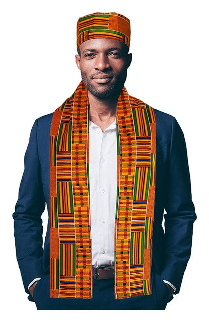 Kente African Print Hat and Sash - Scarf - Stole、mySite、solidvoid
