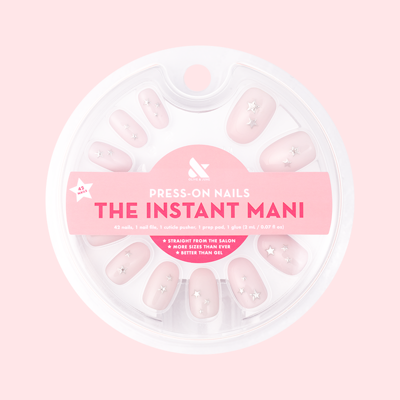 Soft Silver Foil Stars - Press-On | Short | Round、mySite、solidvoid